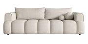 Dreisitziges Sofa Dandelino mit Schlafunktion, cremefarbenes Bouclé