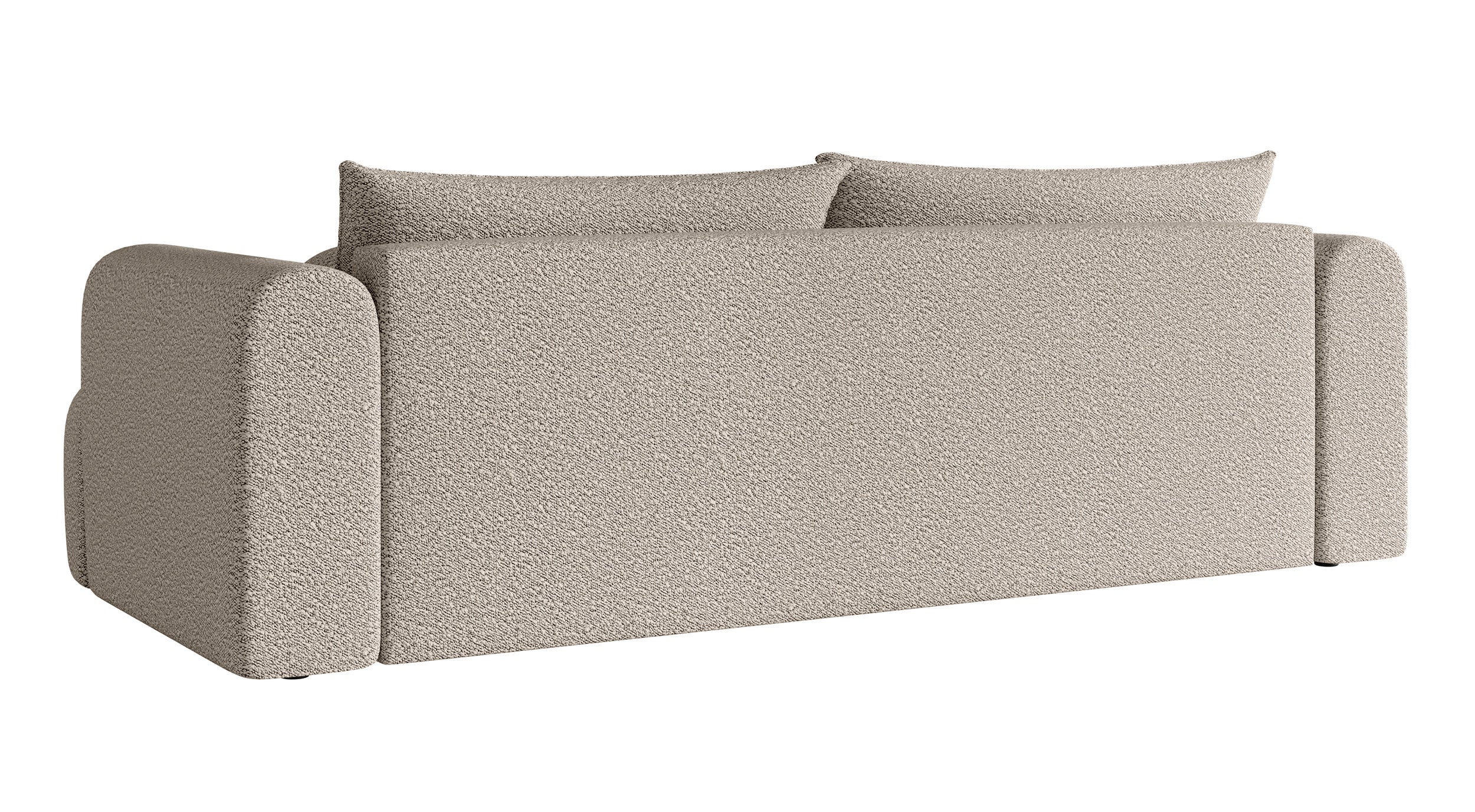 Dreisitziges Sofa Dandelino mit Schlafunktion, hellbeige Bouclé