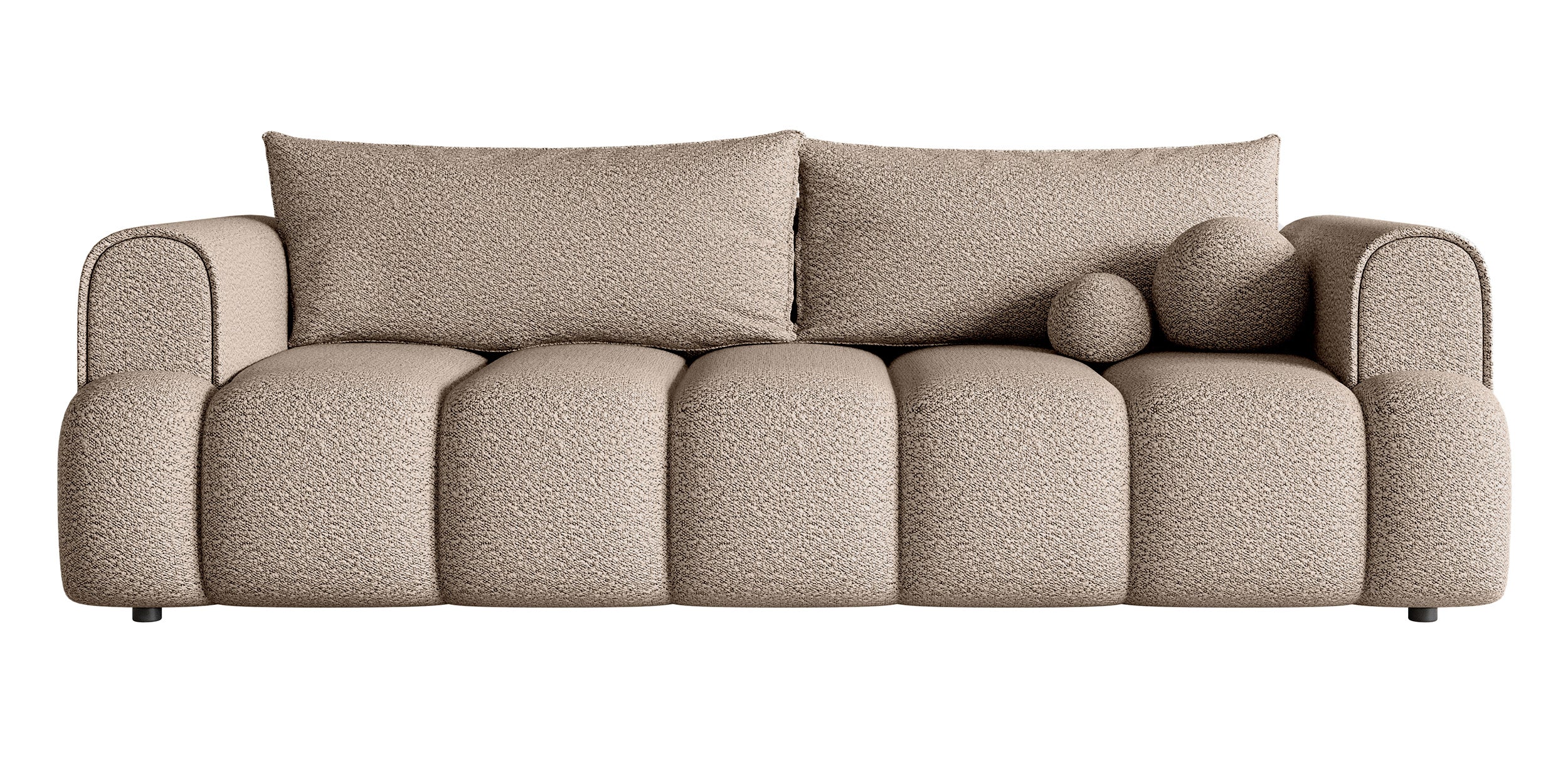 Drei-Sitzer-Sofa Dandelino mit Schlafunktion, dunkelbeige Bouclé