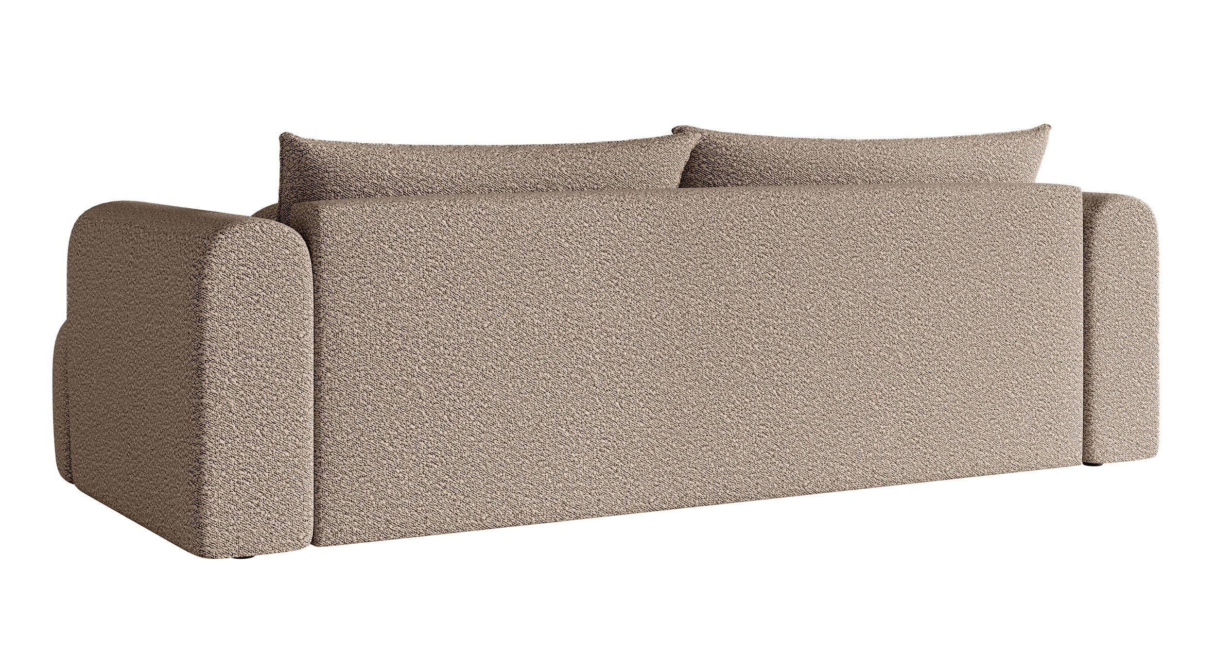 Drei-Sitzer-Sofa Dandelino mit Schlafunktion, dunkelbeige Bouclé