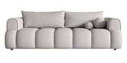 Dreisitziges Sofa Dandelino mit Schlafunktion, hellgrauer Bouclé-Stoff