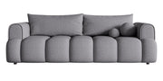 Dreisitziges Sofa Dandelino mit Schlafunktion, grauer Bouclé-Stoff