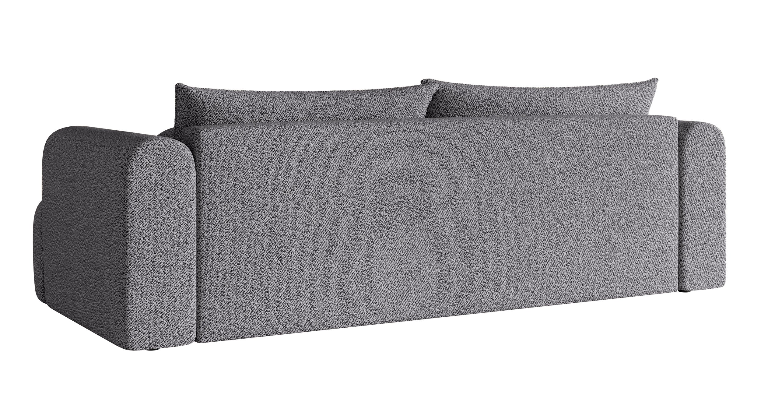 Dreisitziges Sofa Dandelino mit Schlafunktion, grauer Bouclé-Stoff
