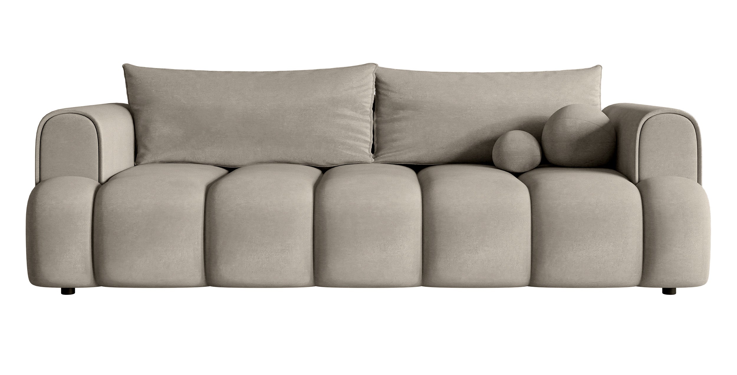 Dreisitziges Sofa Dandelino mit Schlaffunktion, grauer hydrophober Samt