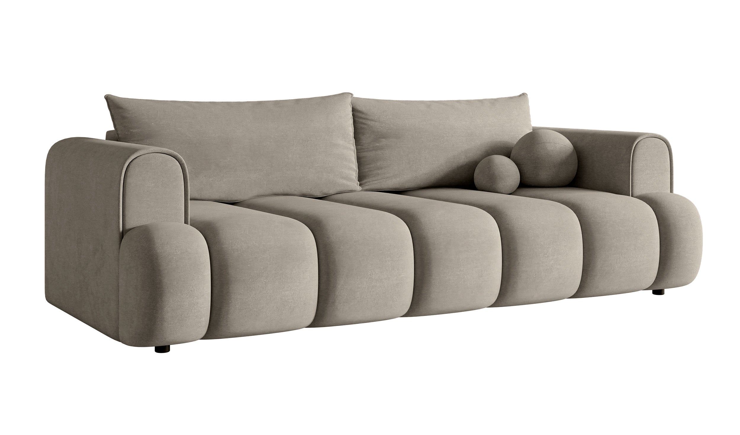 Dreisitziges Sofa Dandelino mit Schlaffunktion, grauer hydrophober Samt