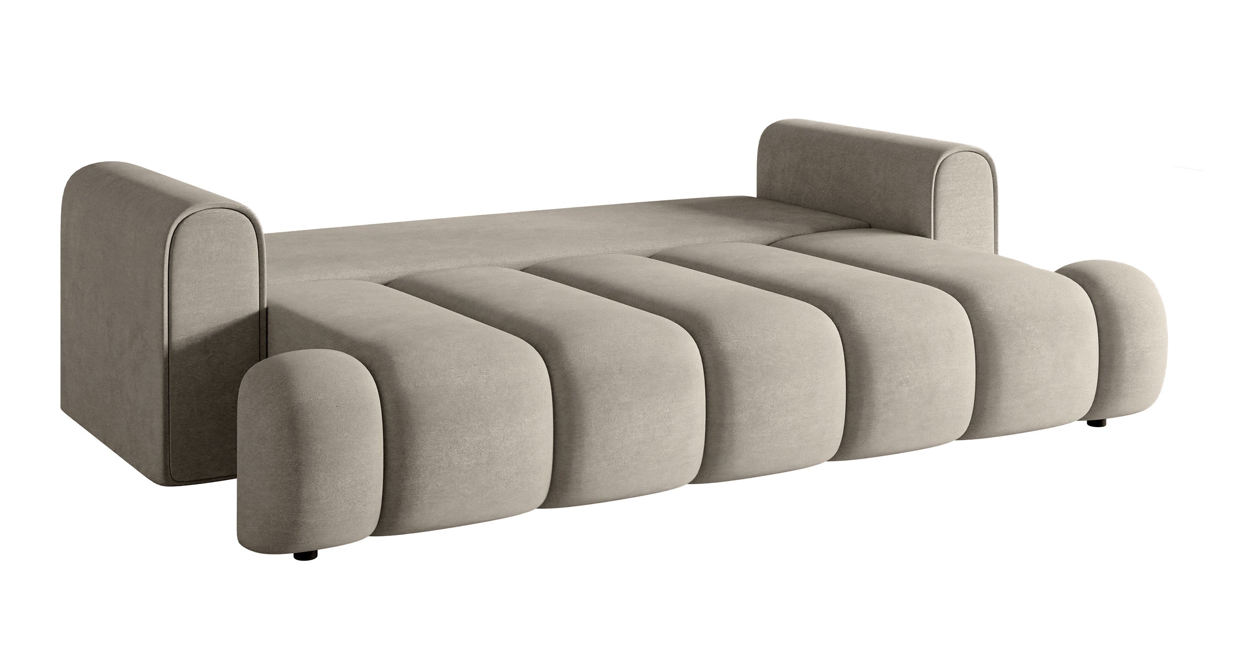 Dreisitziges Sofa Dandelino mit Schlaffunktion, grauer hydrophober Samt