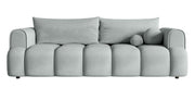 Dreisitziges Sofa Dandelino mit Schlafunktion, hellgrauer Velours, wasserabweisend