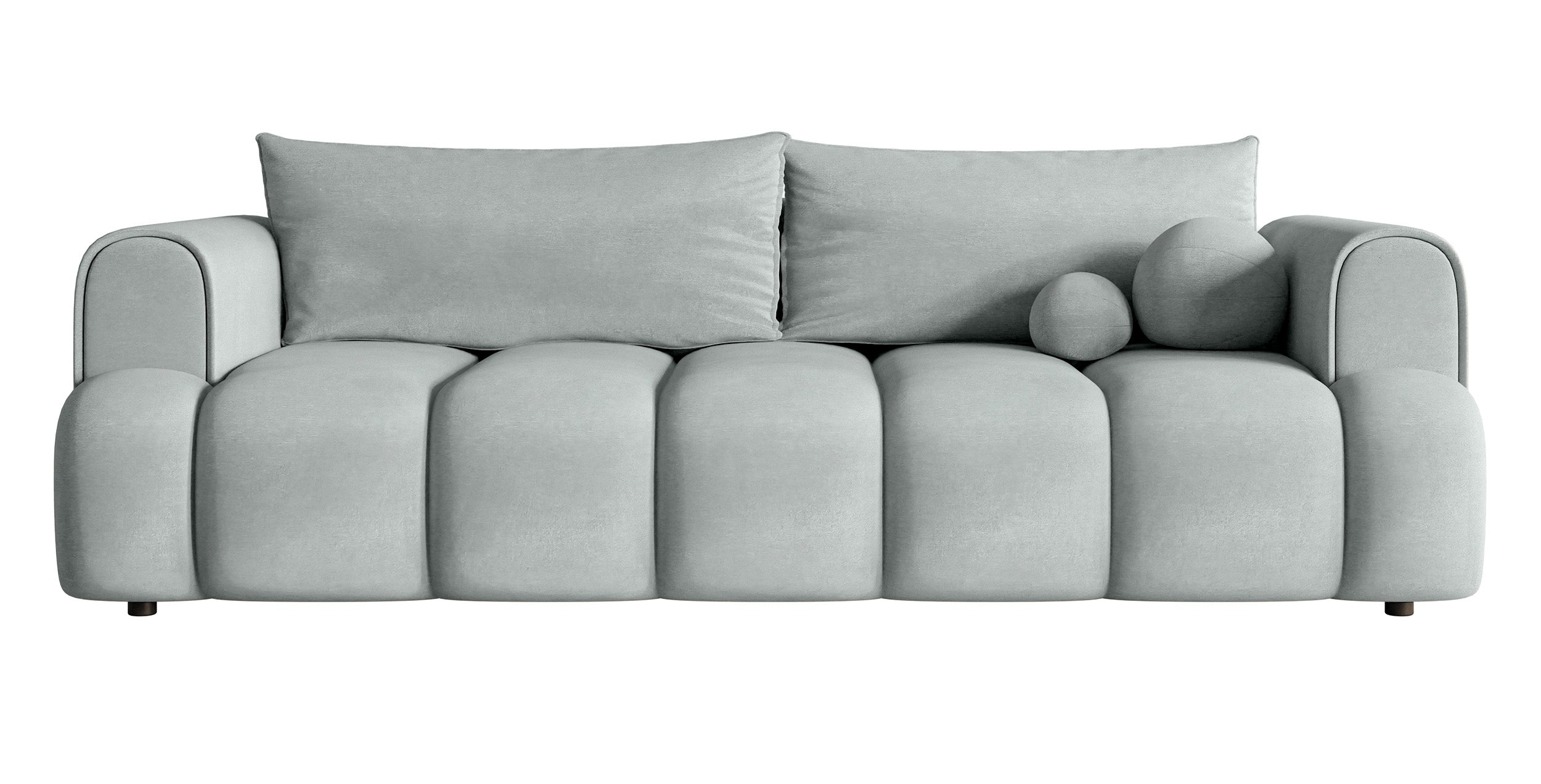 Dreisitziges Sofa Dandelino mit Schlafunktion, hellgrauer Velours, wasserabweisend