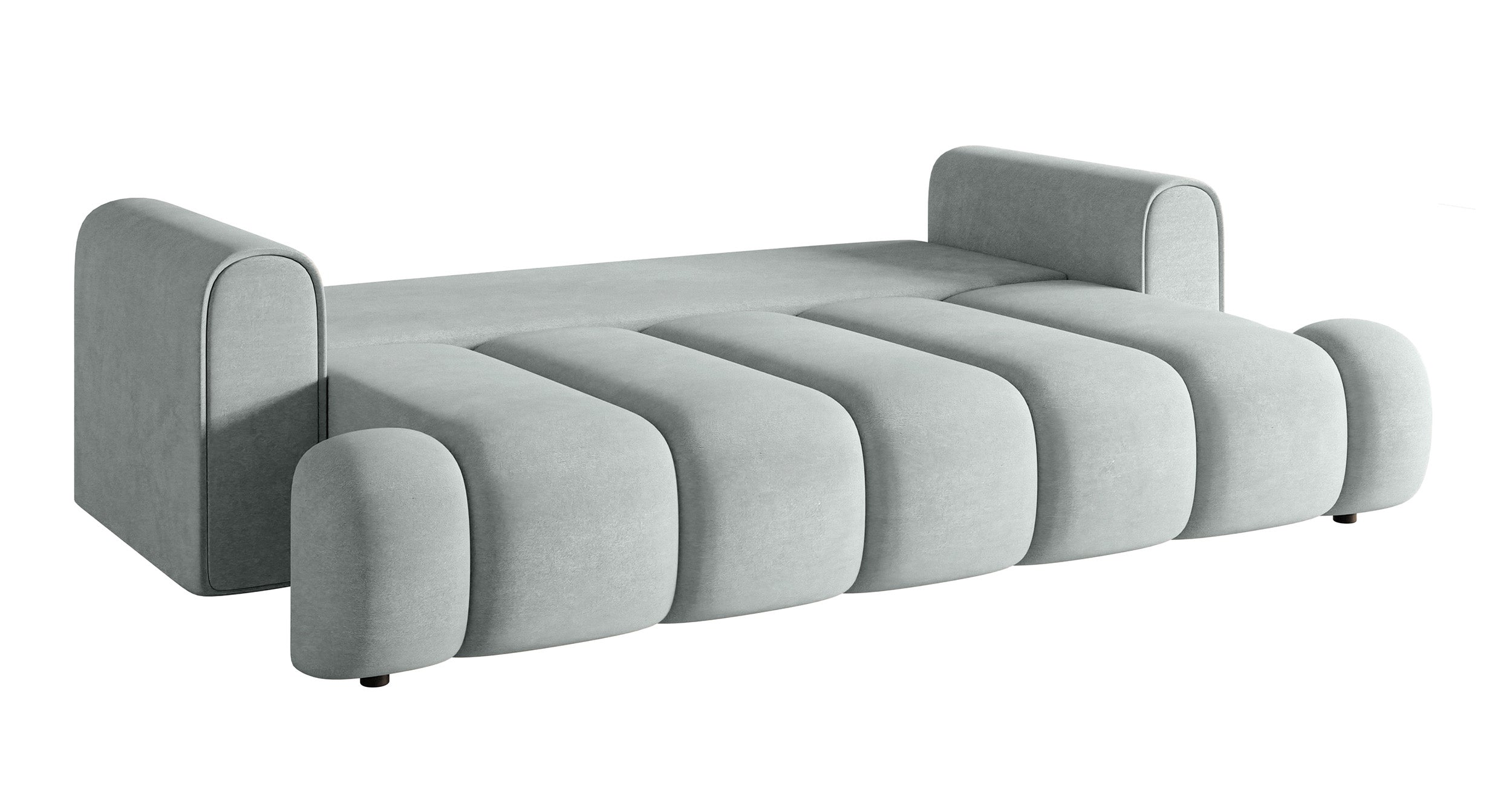 Dreisitziges Sofa Dandelino mit Schlafunktion, hellgrauer Velours, wasserabweisend