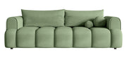 Dreisitziges Sofa Dandelino mit Schlafunktion, eukalyptusfarbener Velours, wasserabweisend