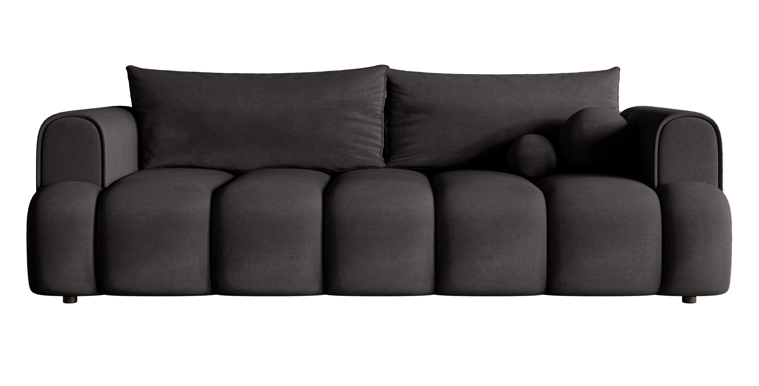 Dreisitziges Sofa Dandelino mit Schlaffunktion, Graphit, hydrophobes Samtgewebe