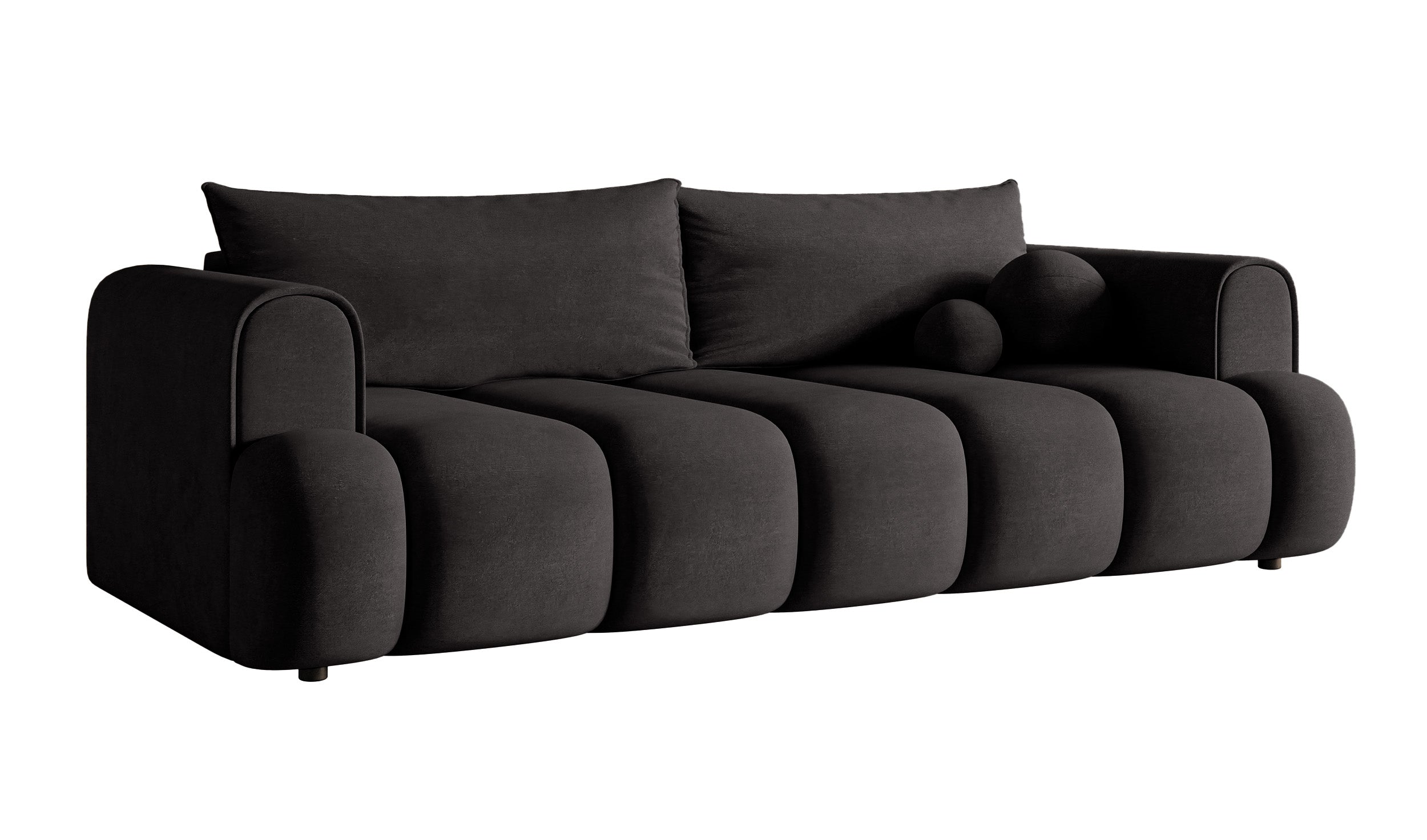 Dreisitziges Sofa Dandelino mit Schlaffunktion, Graphit, hydrophobes Samtgewebe