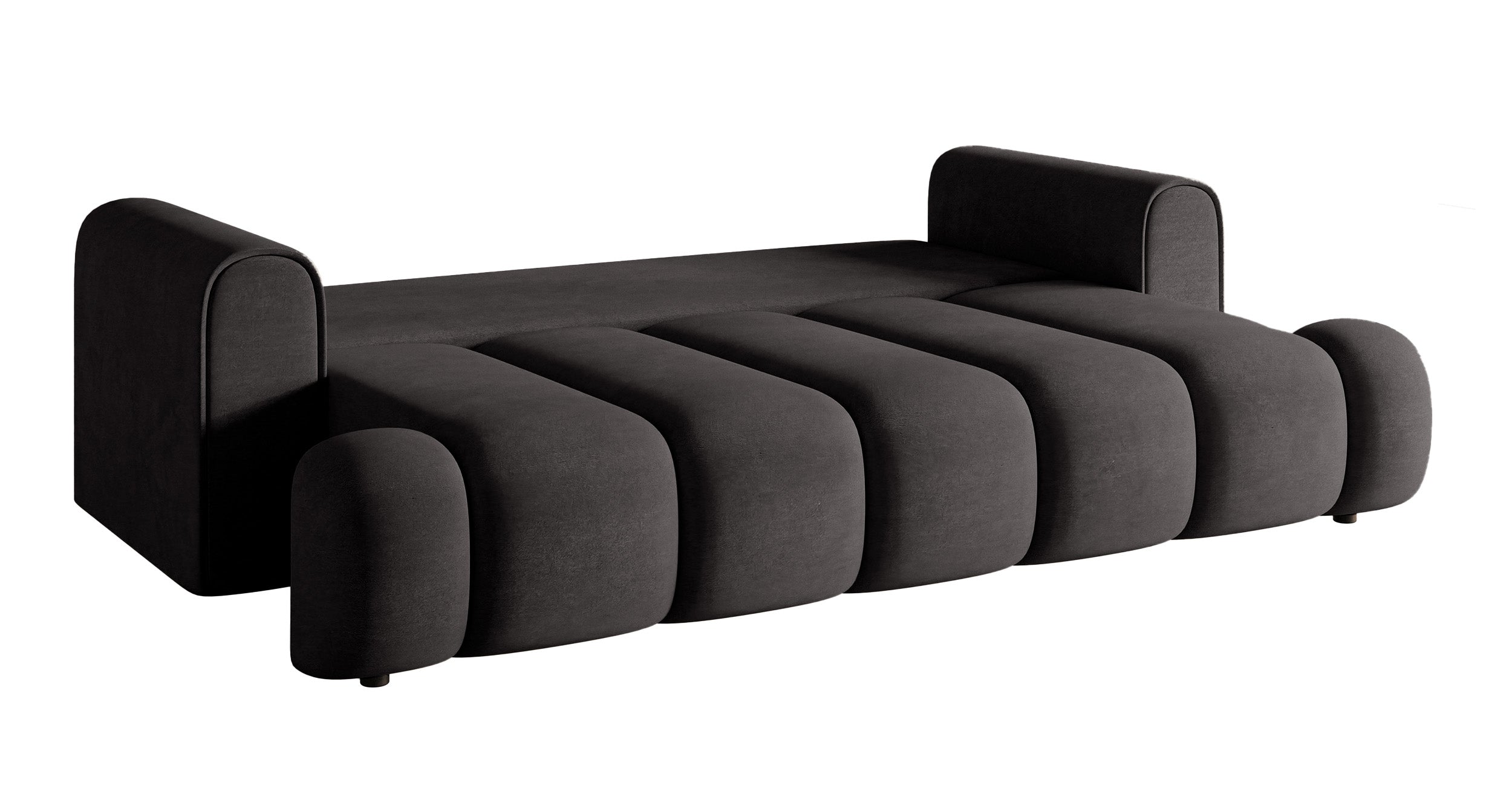 Dreisitziges Sofa Dandelino mit Schlaffunktion, Graphit, hydrophobes Samtgewebe