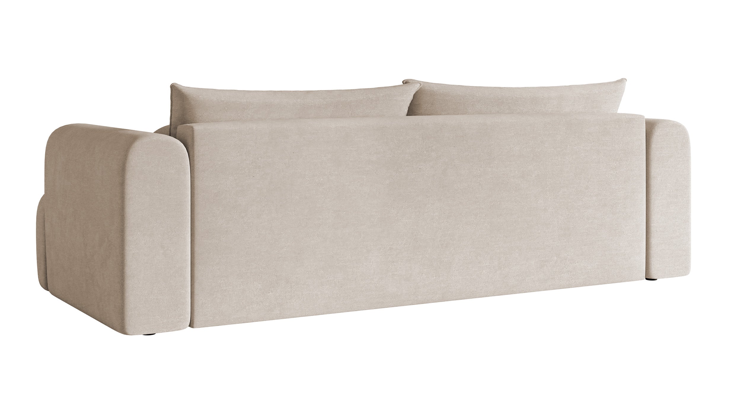 Dreisitziges Sofa Dandelino mit Schlafunktion, graubeiger Velours, wasserabweisend
