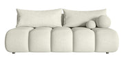 Dreisitziges Sofa Dandelino Mini mit Schlafunktion in cremefarbenem Bouclé