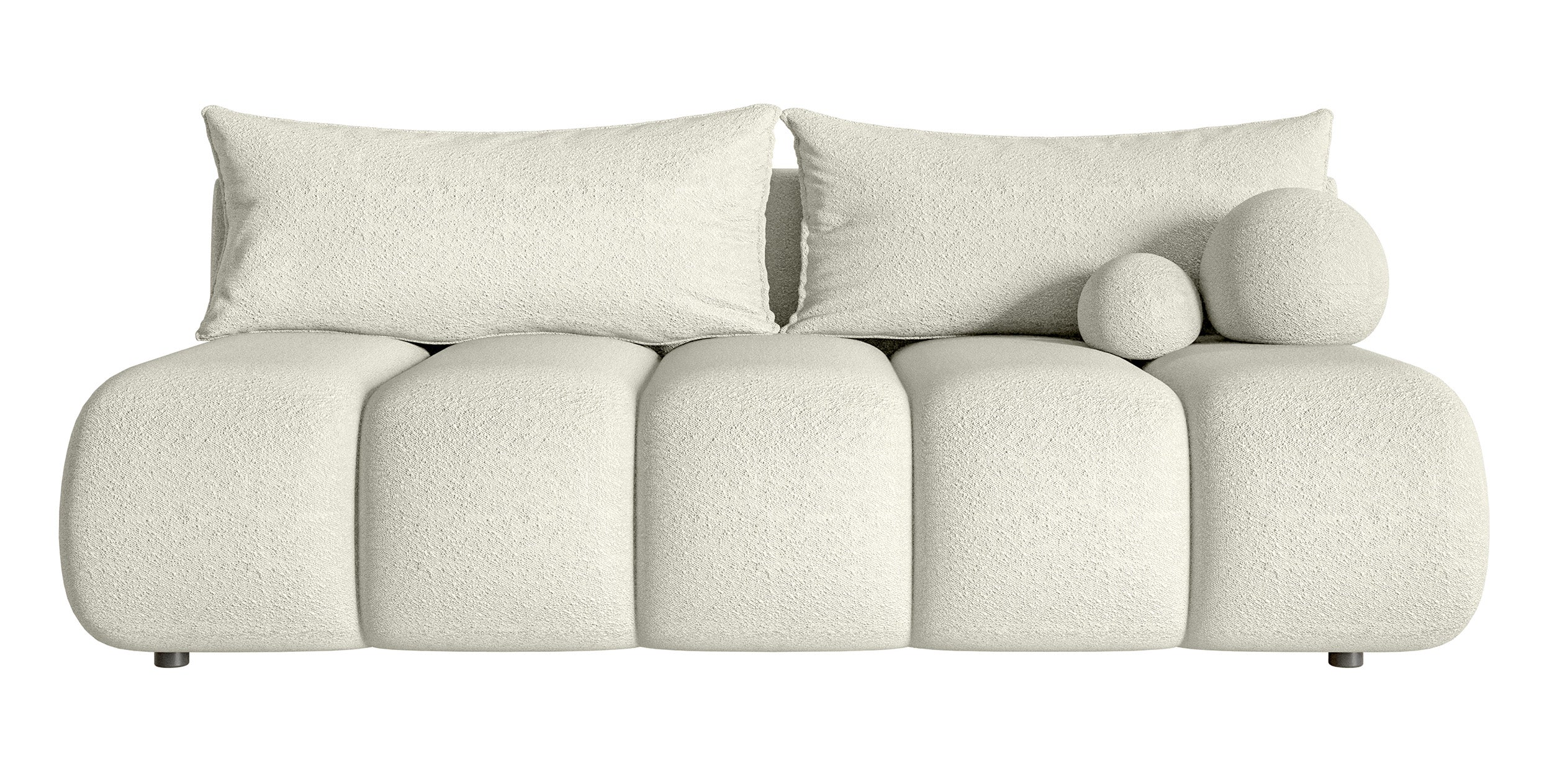 Dreisitziges Sofa Dandelino Mini mit Schlafunktion in cremefarbenem Bouclé