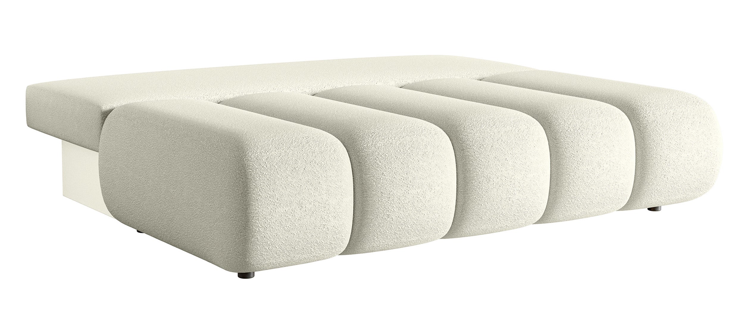 Dreisitziges Sofa Dandelino Mini mit Schlafunktion in cremefarbenem Bouclé