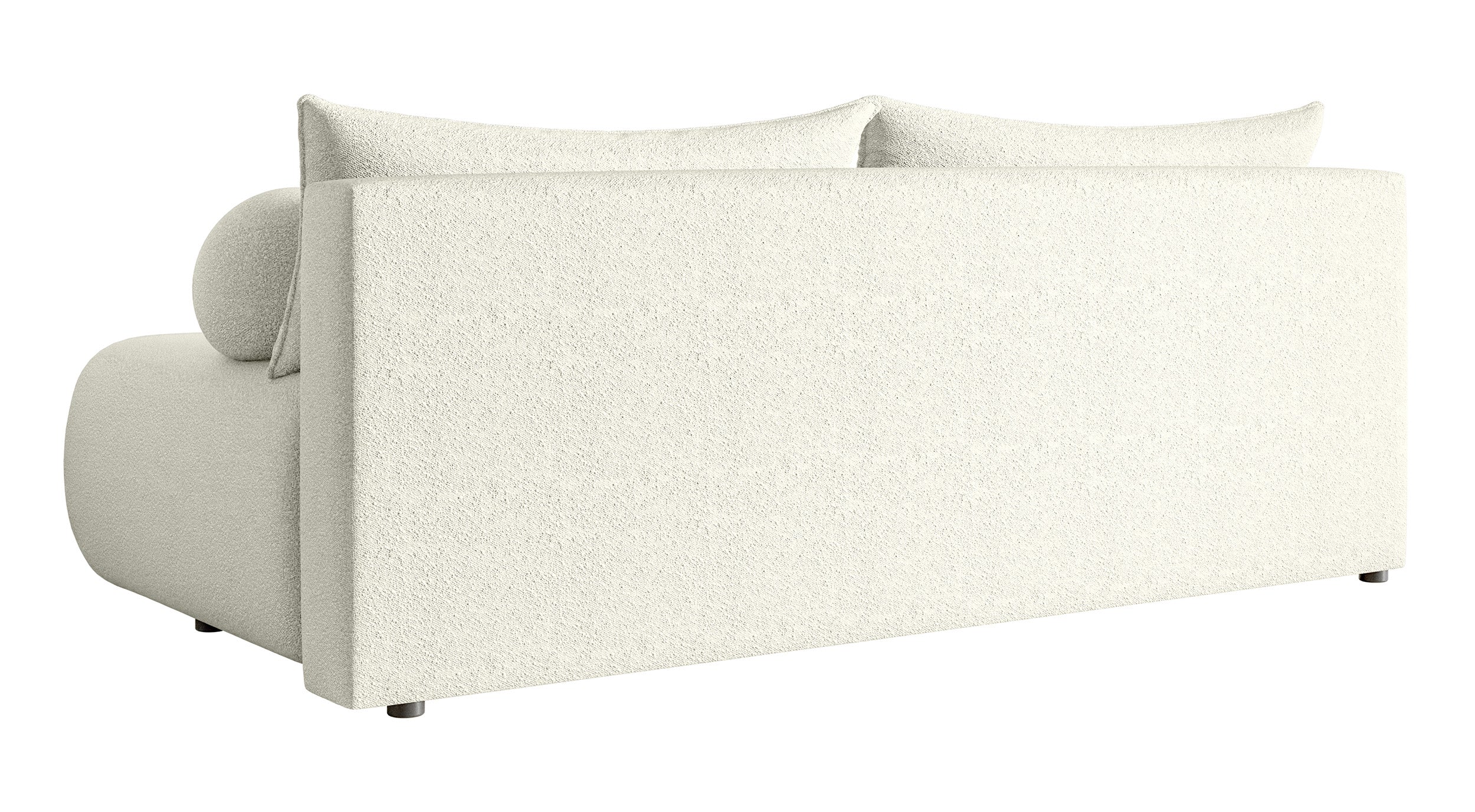 Dreisitziges Sofa Dandelino Mini mit Schlafunktion in cremefarbenem Bouclé