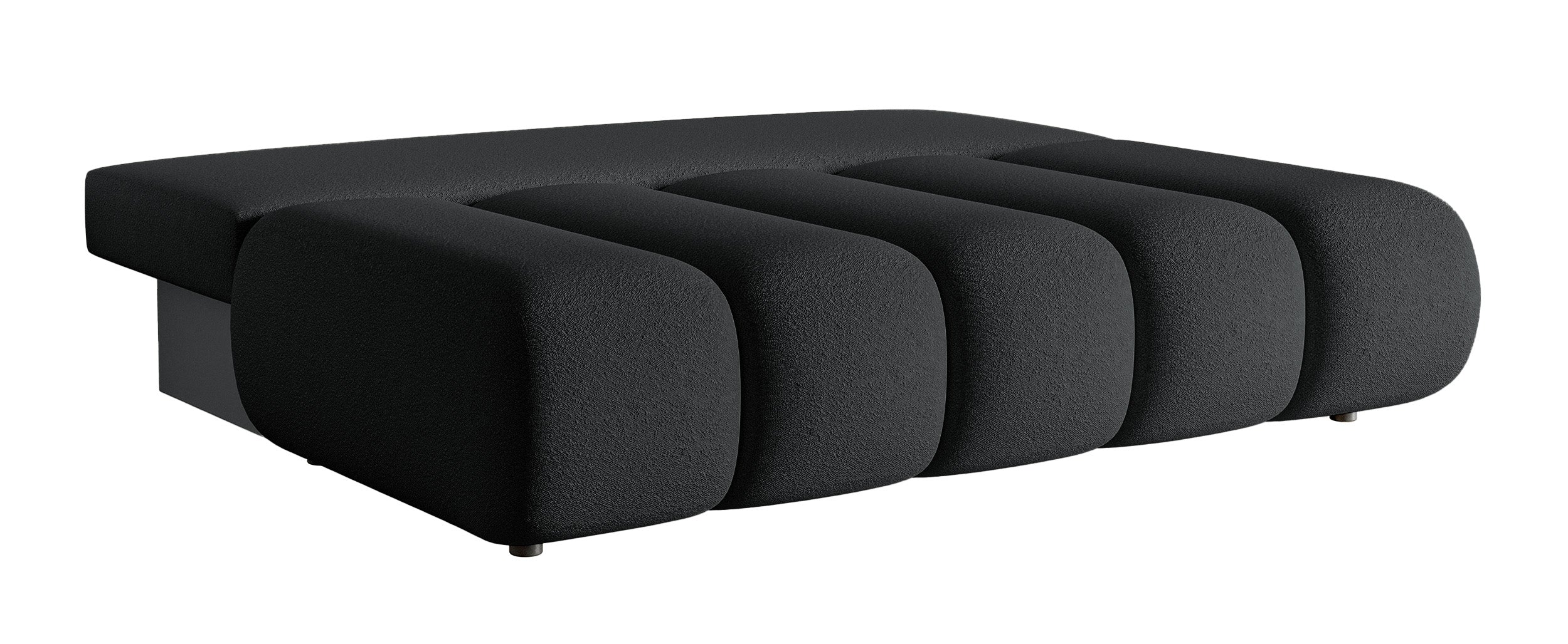 Dreisitziges Sofa Dandelino Mini mit Schlaffunktion, schwarzes Bouclé