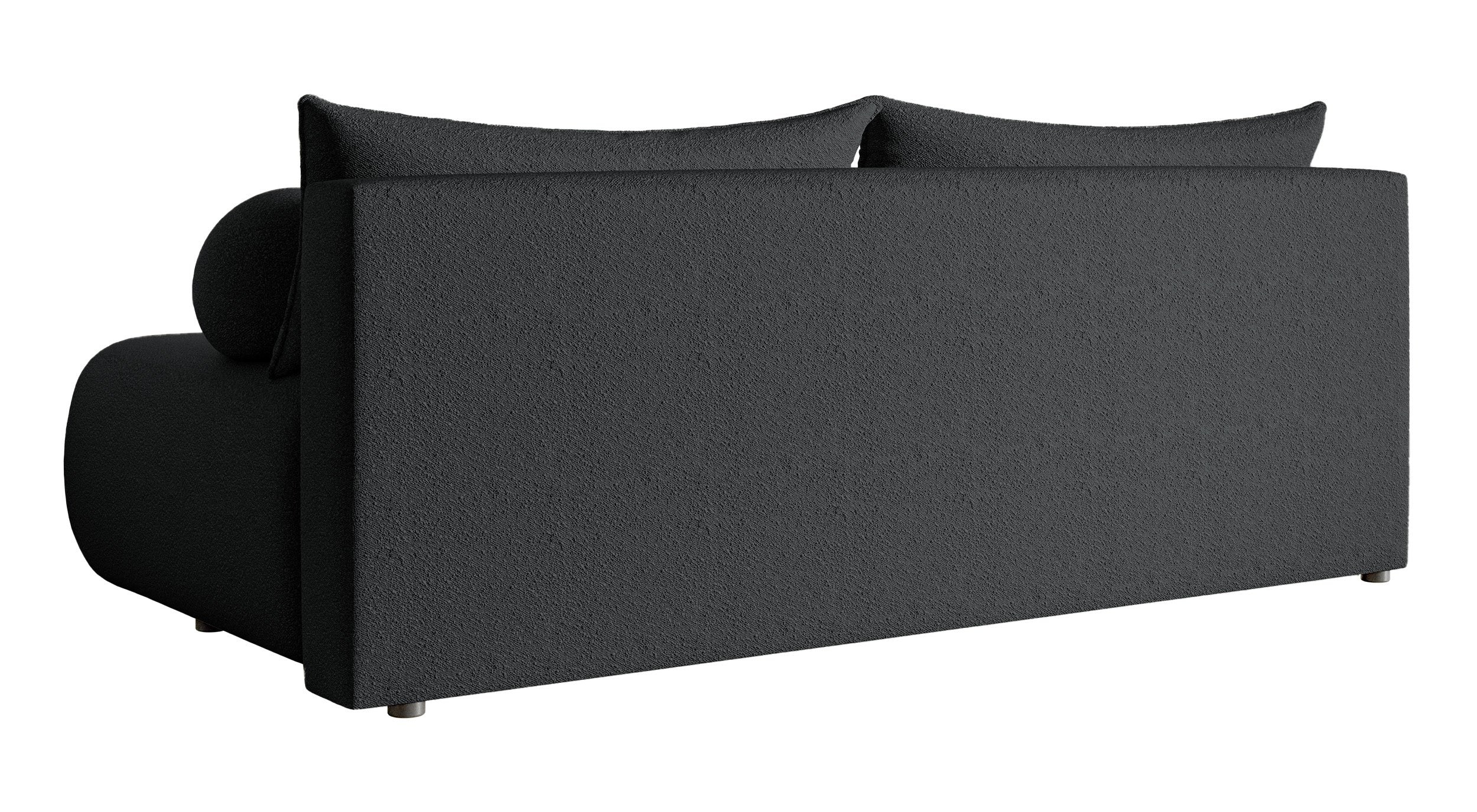 Dreisitziges Sofa Dandelino Mini mit Schlaffunktion, schwarzes Bouclé