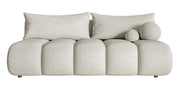 Dreisitziges Sofa Dandelino Mini mit Schlaffunktion, hellbeige Bouclé