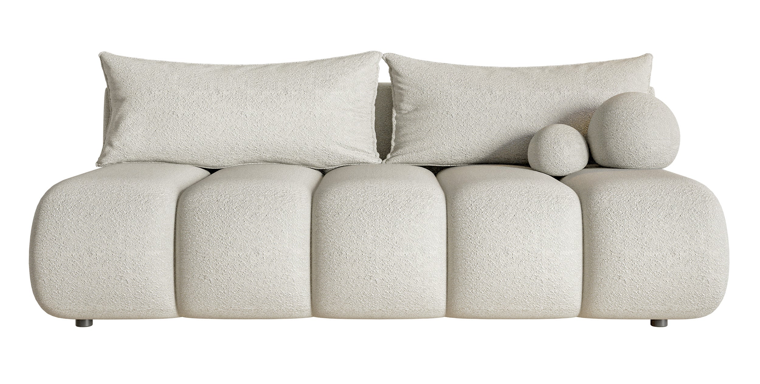 Dreisitziges Sofa Dandelino Mini mit Schlaffunktion, hellbeige Bouclé