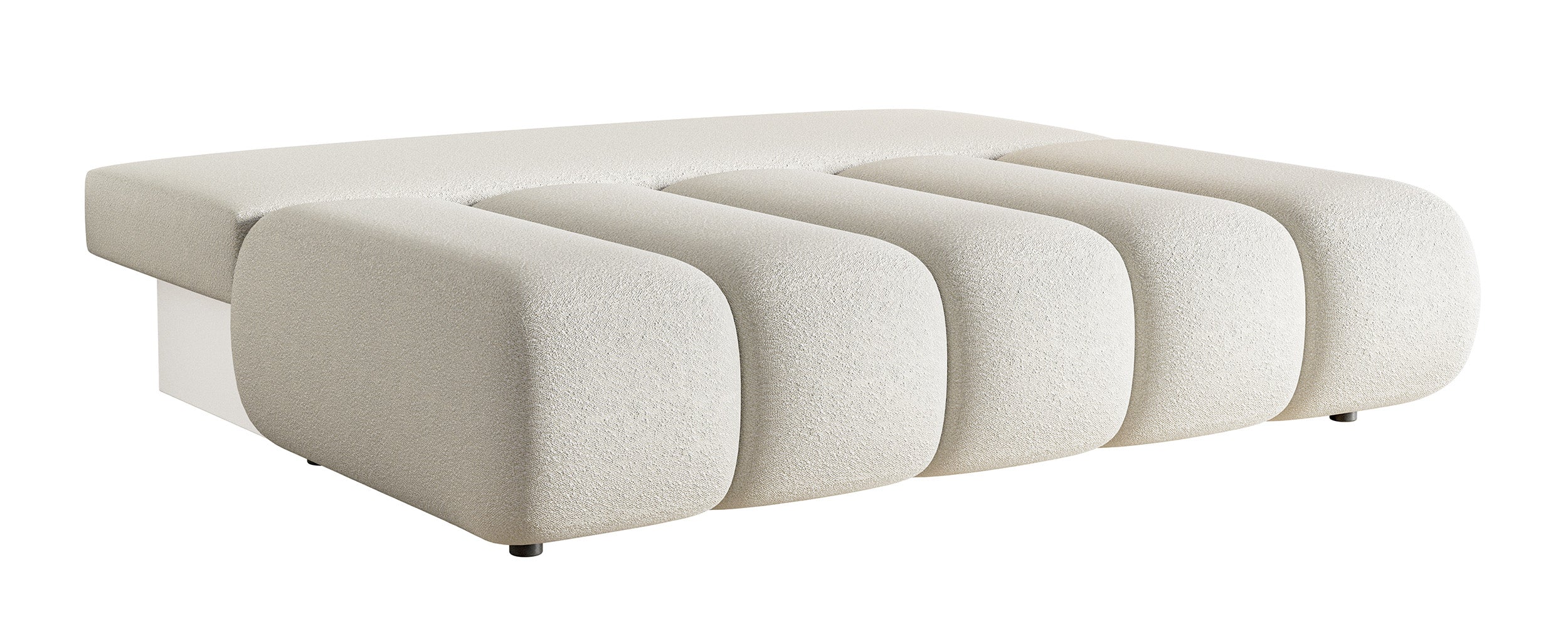 Dreisitziges Sofa Dandelino Mini mit Schlaffunktion, hellbeige Bouclé