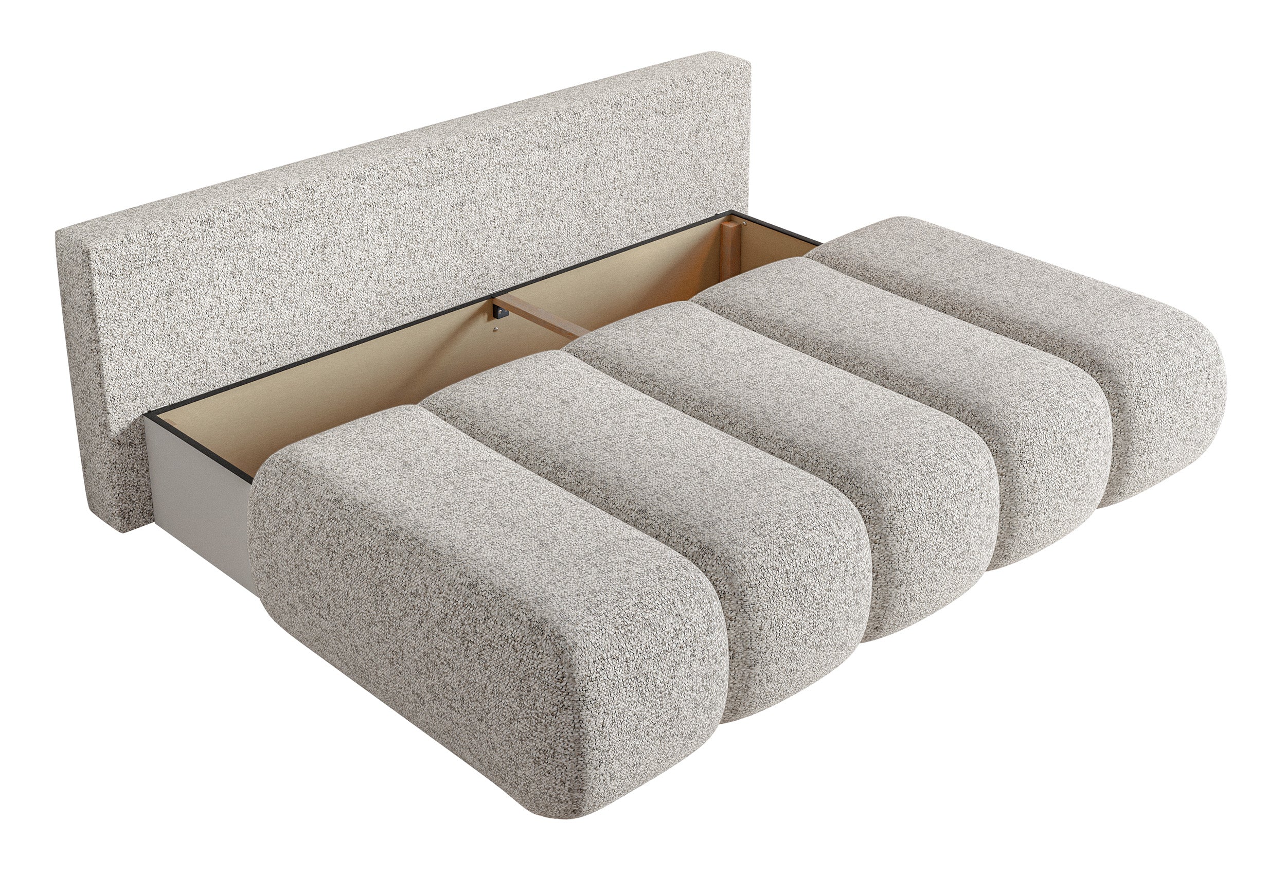 Dreisitziges Sofa Dandelino Mini mit Schlafunktion, beige Flechtoptik