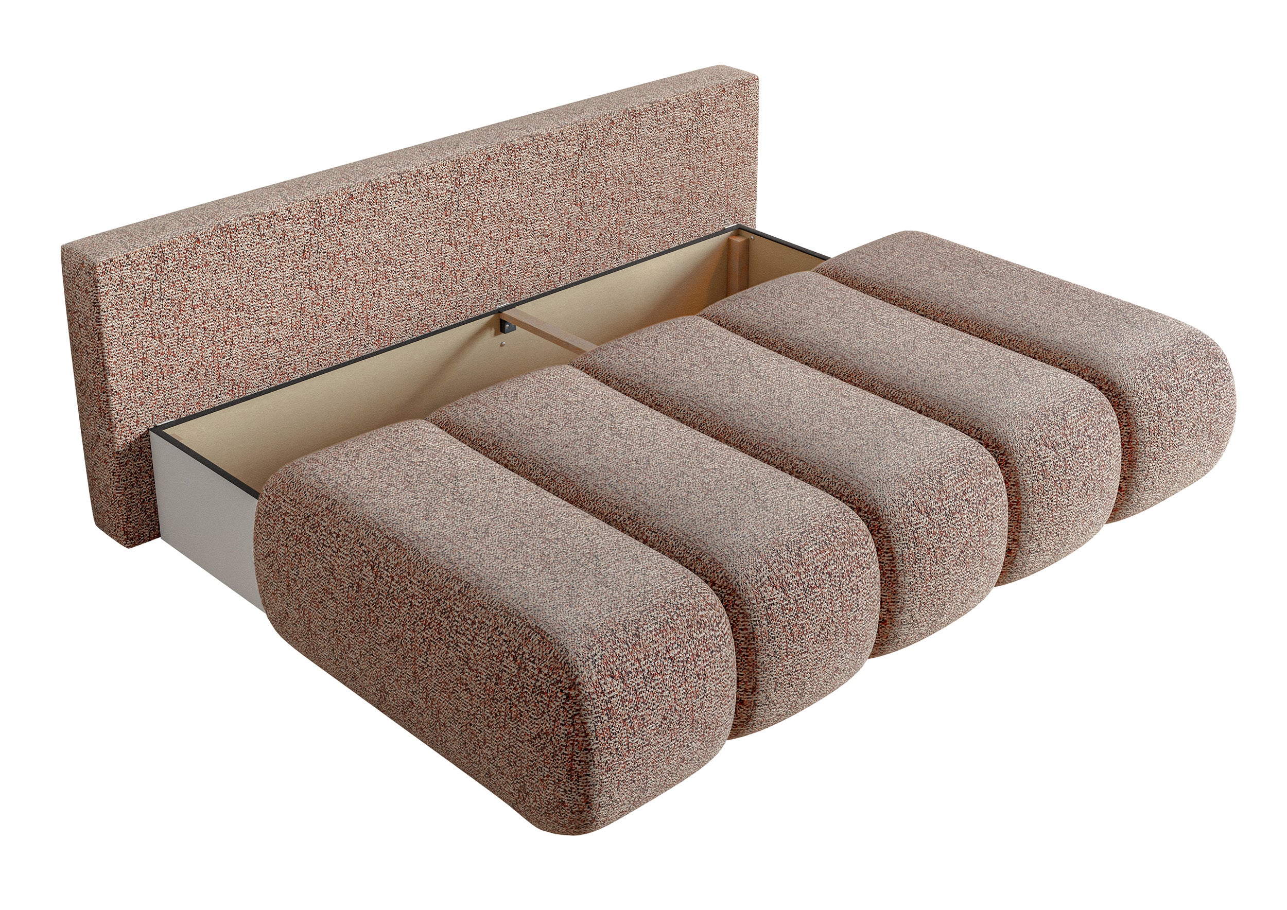 Dreisitziges Sofa Dandelino Mini mit Schlaffunktion, ziegelrotes Geflecht