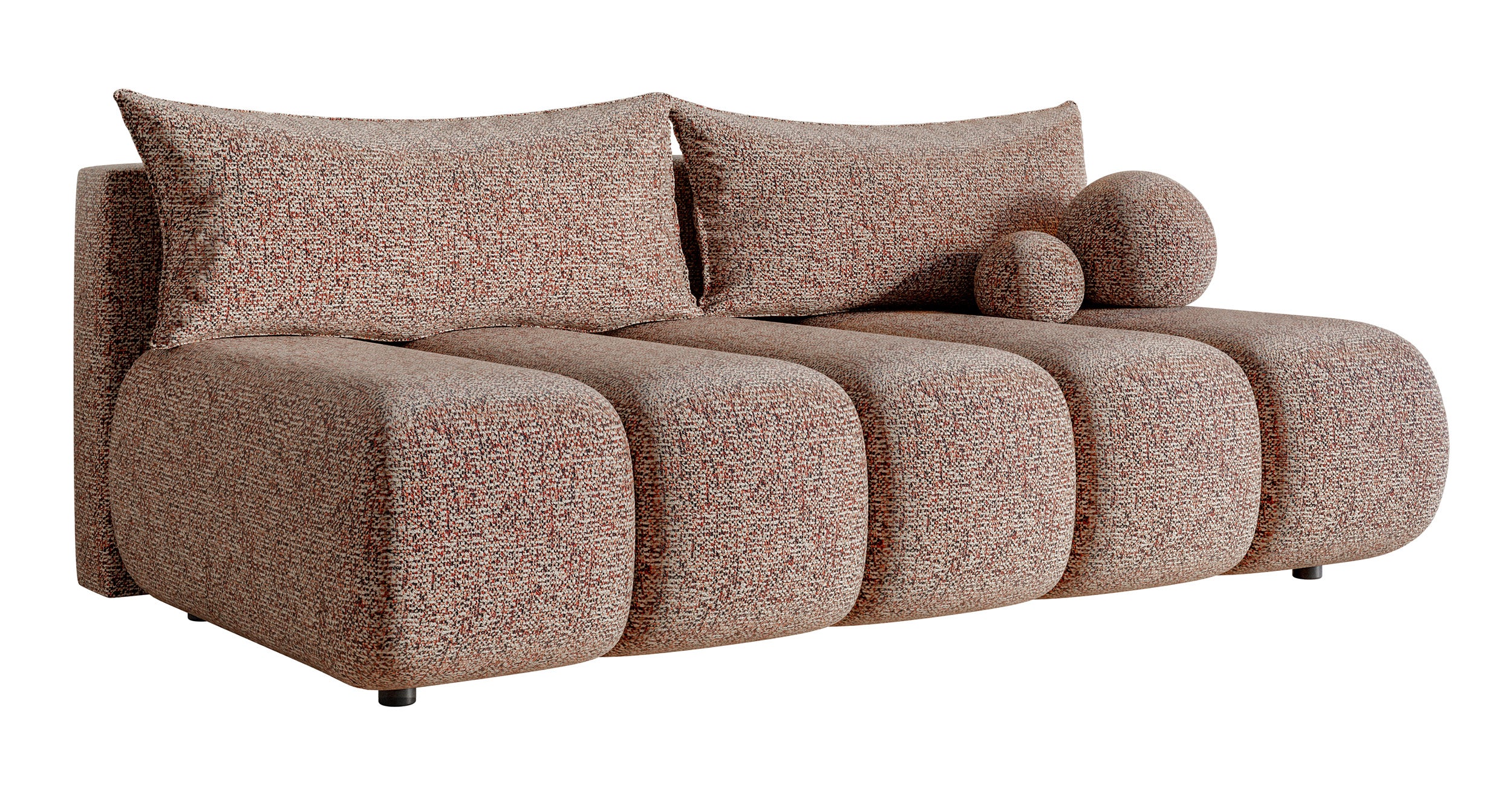 Dreisitziges Sofa Dandelino Mini mit Schlaffunktion, ziegelrotes Geflecht