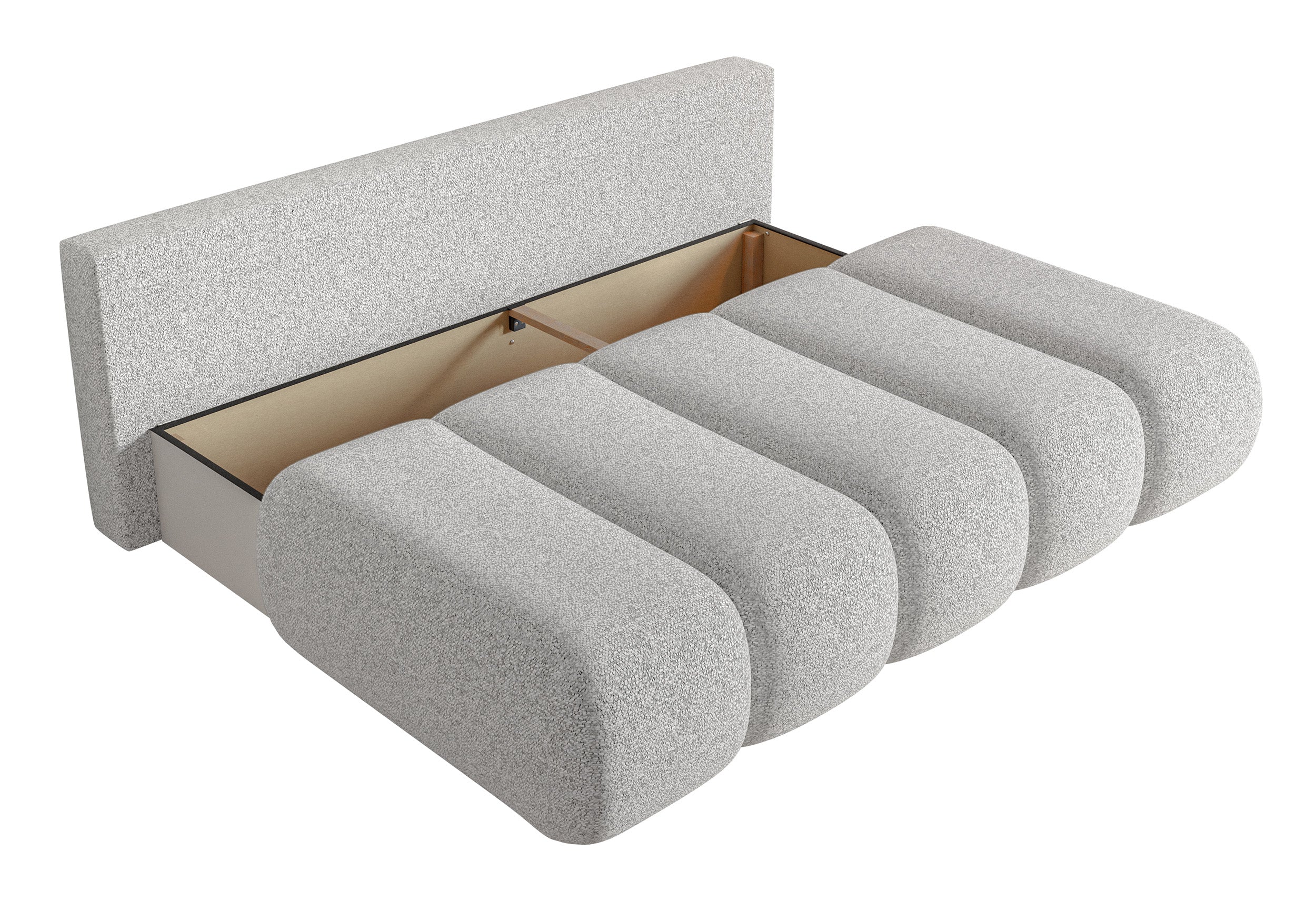 Dreisitziges Sofa Dandelino Mini mit Schlafunktion, hellgraues Geflecht