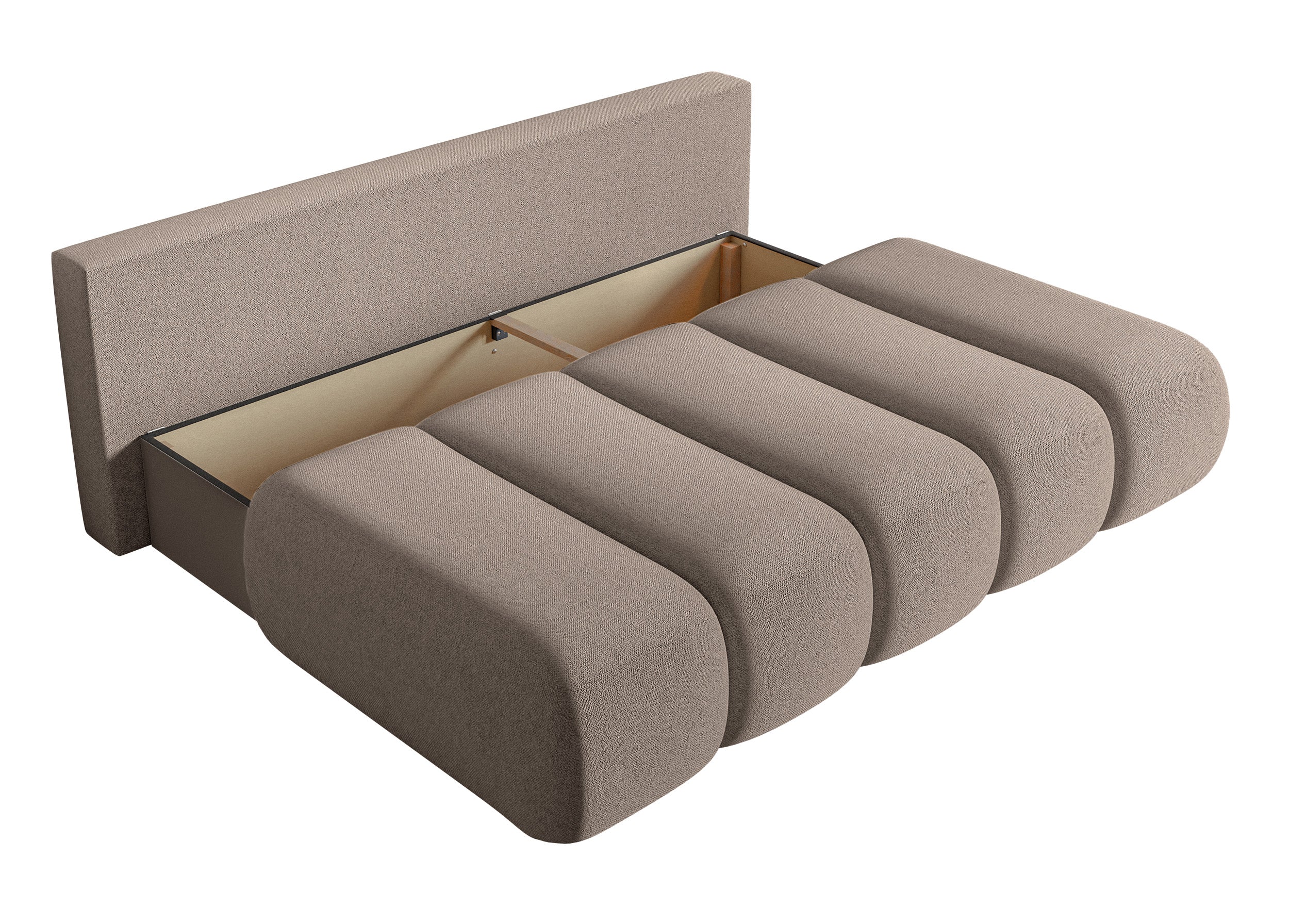 Dreisitziges Sofa Dandelino Mini mit Schlafunktion, beige Chenille