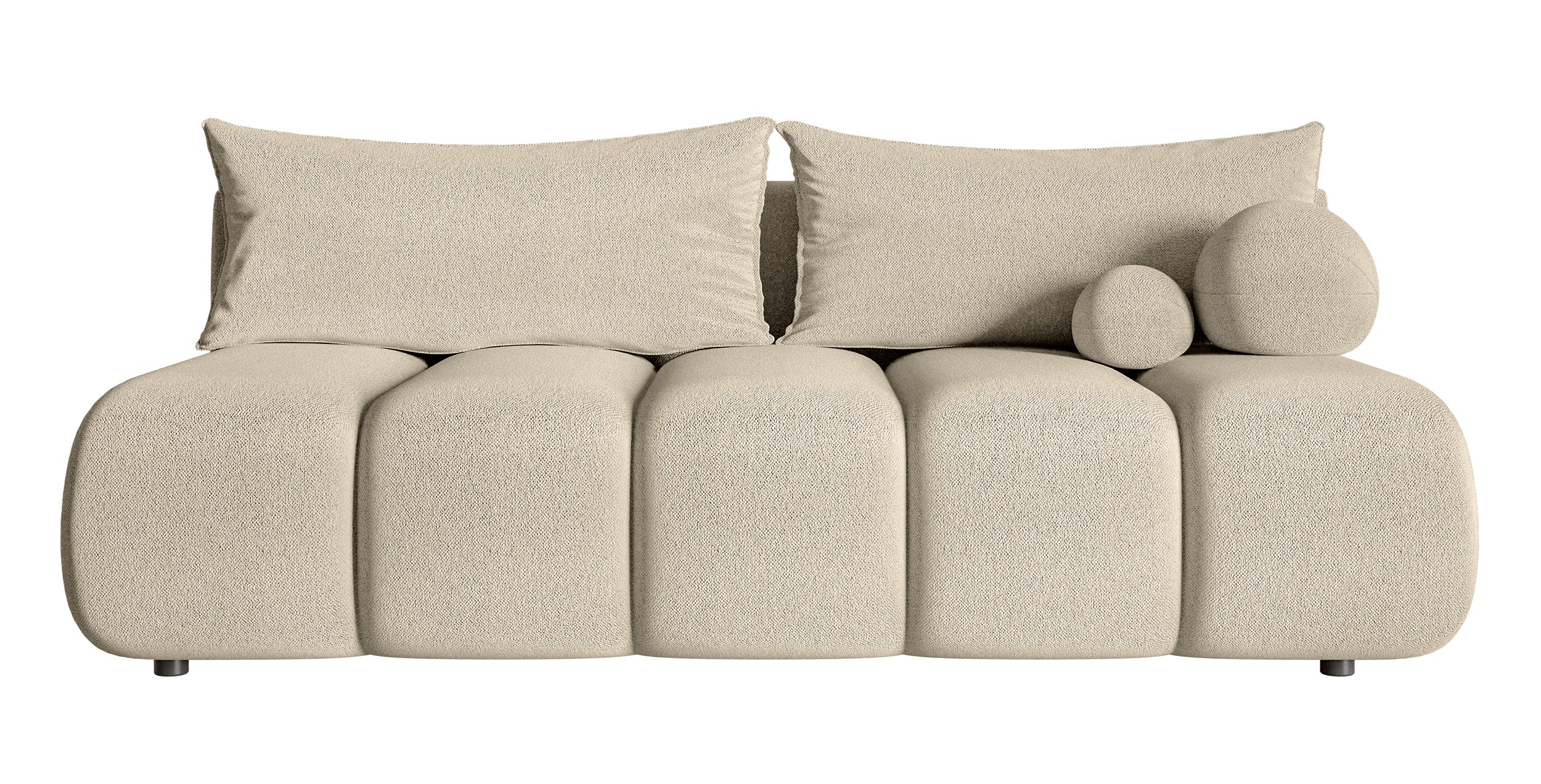 Dreisitziges Sofa Dandelino Mini mit Schlaffunktion, hellbeige Chenille