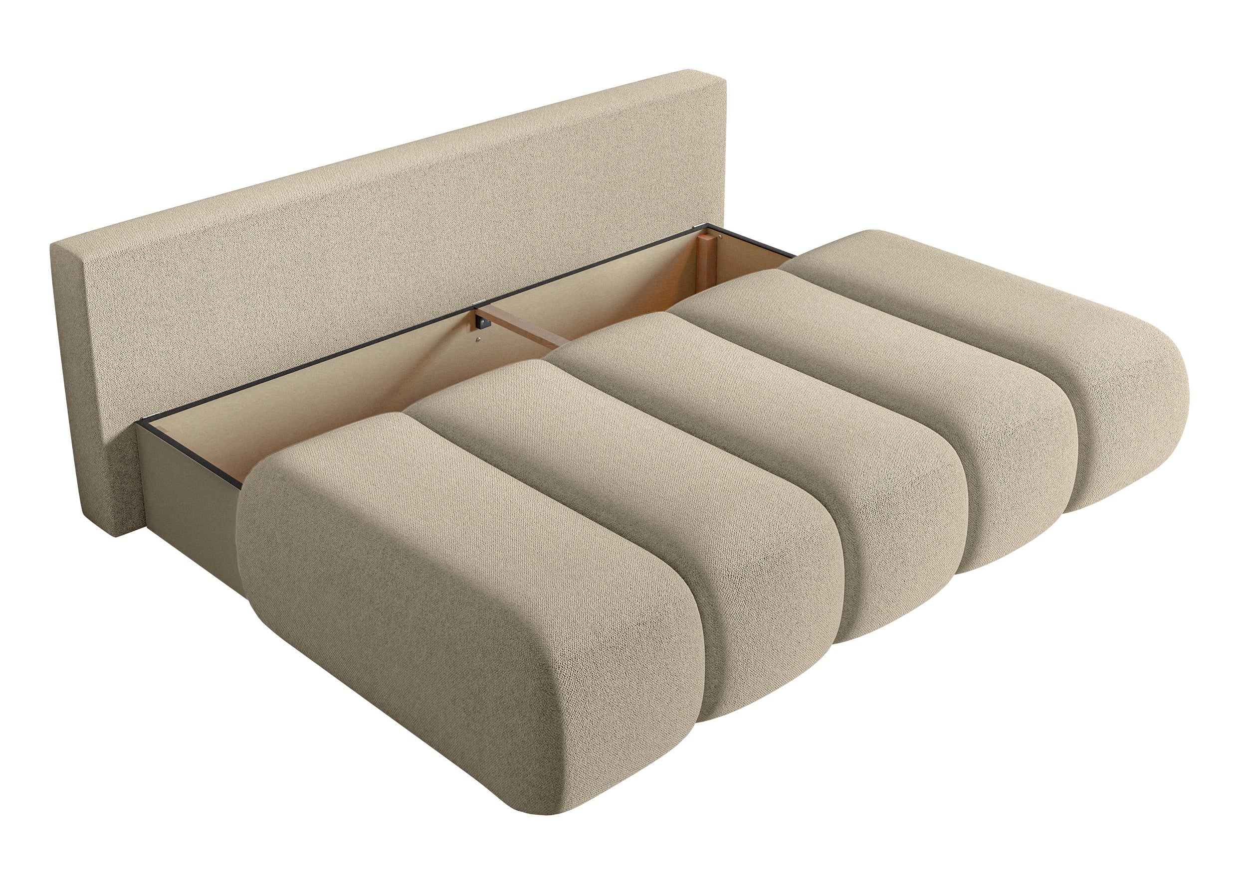 Dreisitziges Sofa Dandelino Mini mit Schlaffunktion, hellbeige Chenille