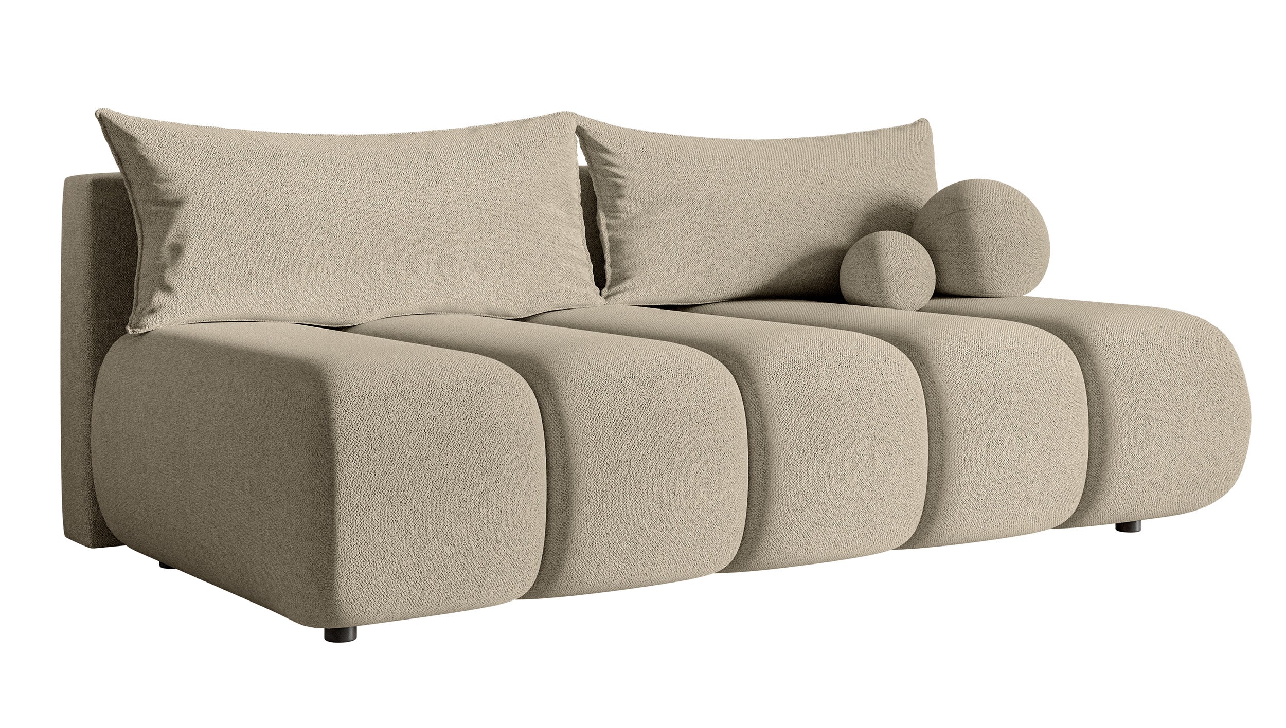 Dreisitziges Sofa Dandelino Mini mit Schlaffunktion, hellbeige Chenille