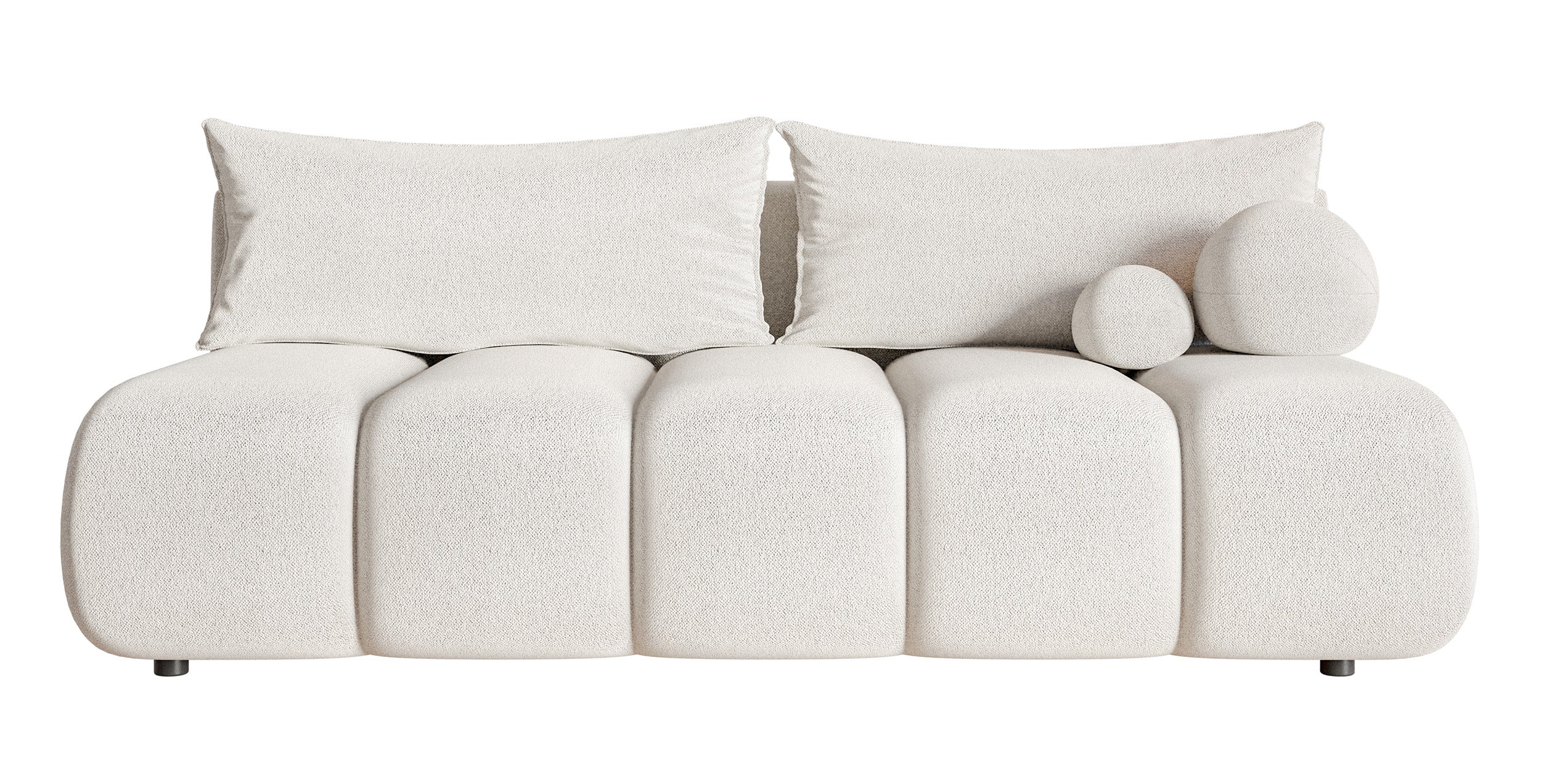 Dreisitziges Sofa Dandelino Mini mit Schlaffunktion, cremefarbener Chenillestoff