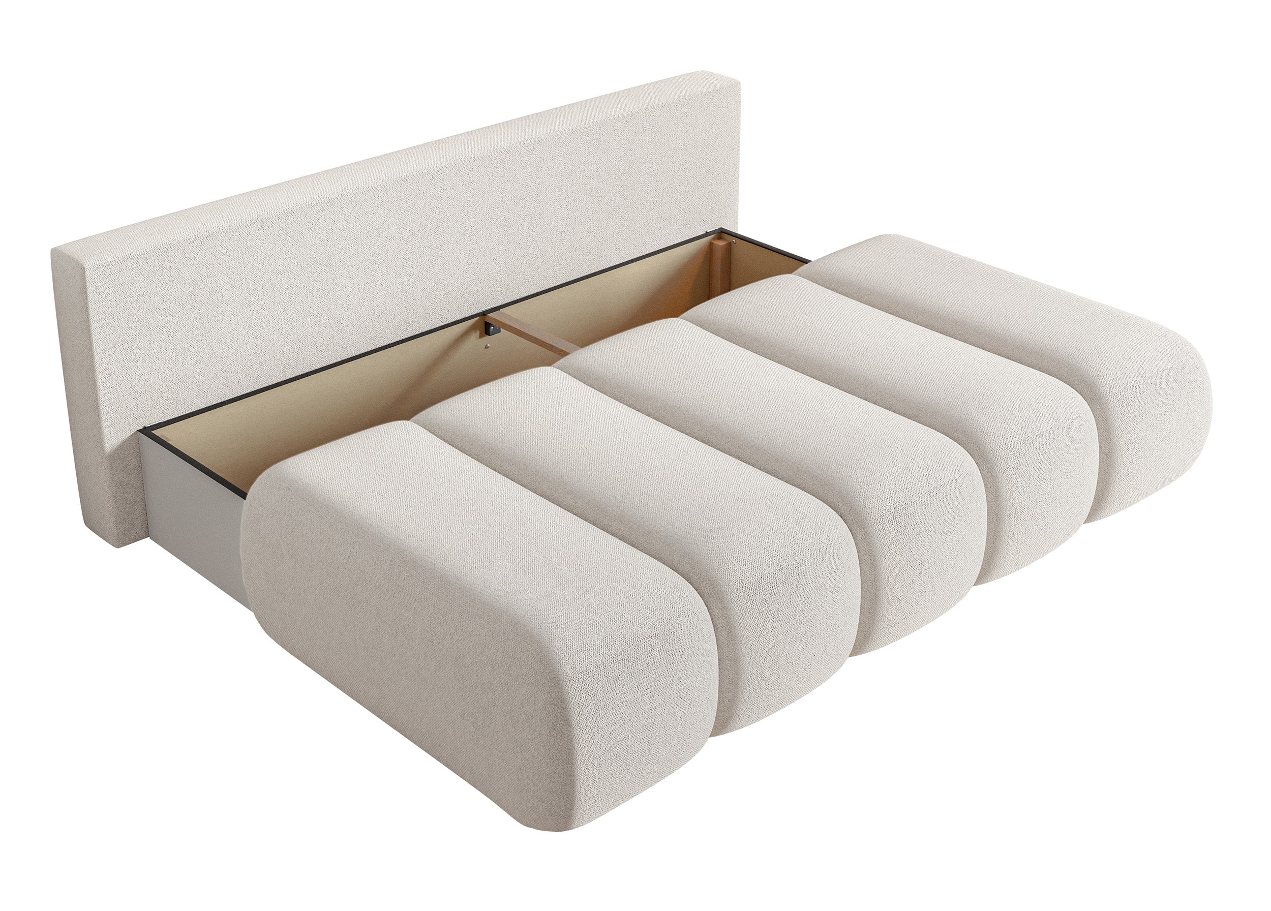 Dreisitziges Sofa Dandelino Mini mit Schlaffunktion, cremefarbener Chenillestoff