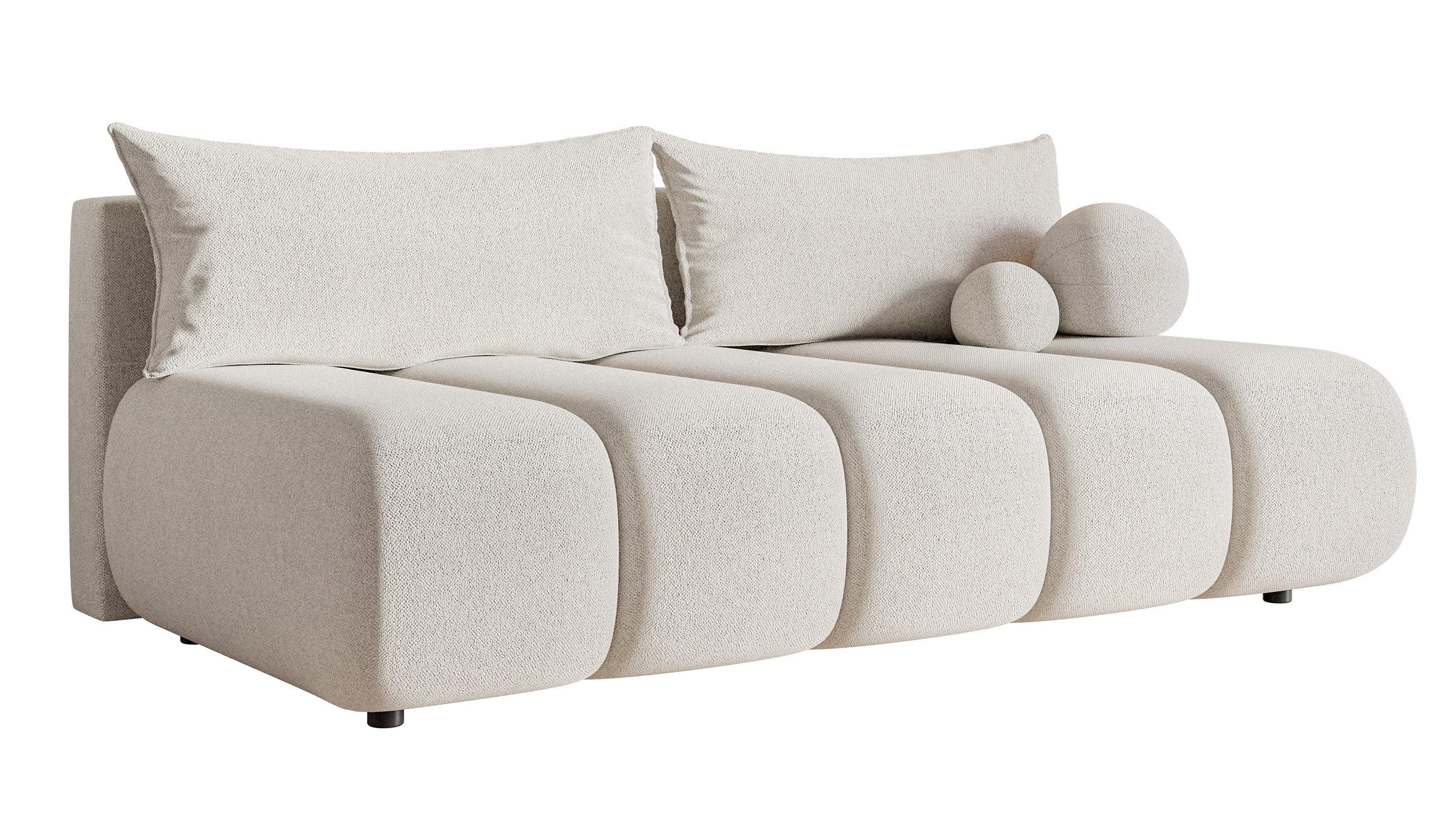 Dreisitziges Sofa Dandelino Mini mit Schlaffunktion, cremefarbener Chenillestoff
