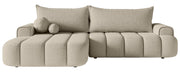 Ecksofa mit Schlaffunktion Dandelino, L-förmig, linksseitig, mit Stauraum, hellbeige Bouclé
