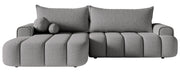 Ecksofa mit Schlaffunktion Dandelino, L-förmig, linksseitig, mit Stauraum, grauer Bouclé-Stoff