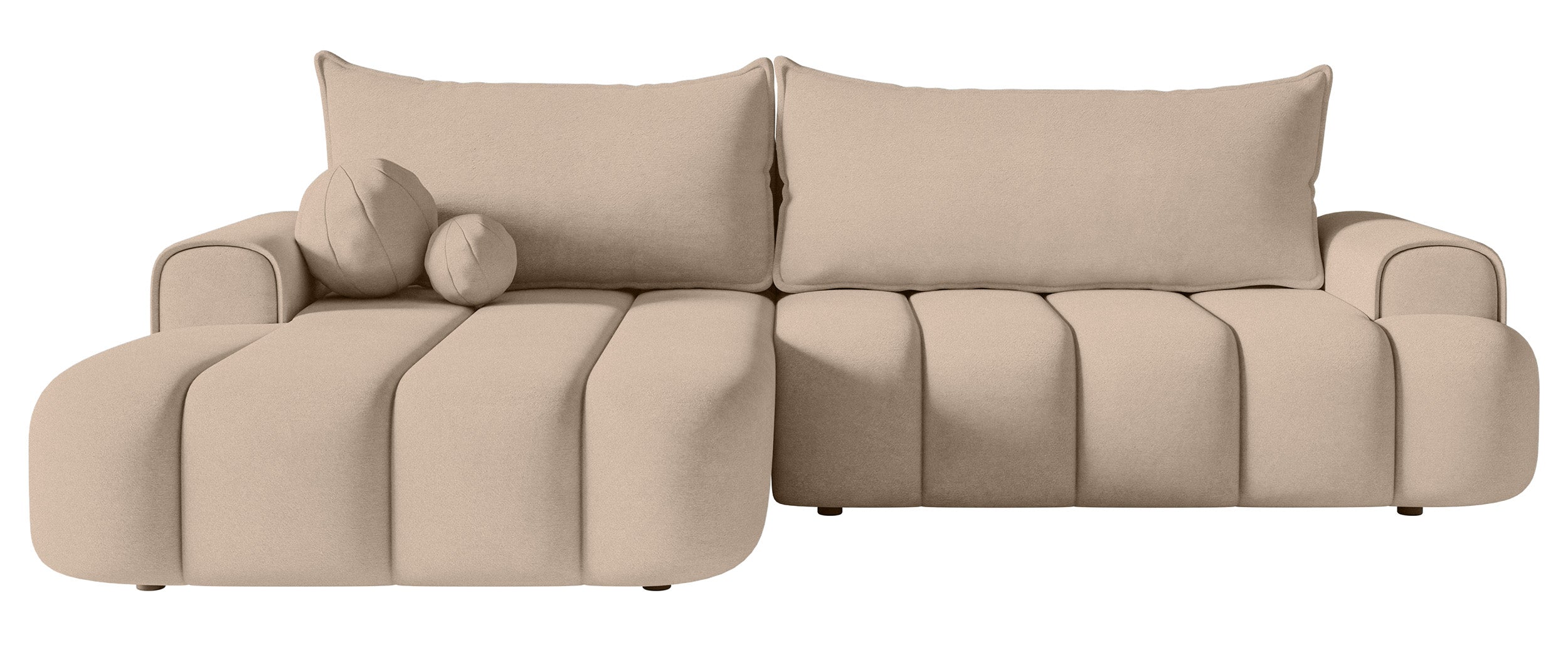 Ecksofa mit Schlaffunktion Dandelino, L-förmig, linksseitig, mit Stauraum, beige Samt