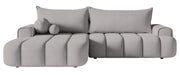 Ecksofa mit Schlaffunktion Dandelino, L-förmig, linksseitig, mit Stauraum, grauer Samt