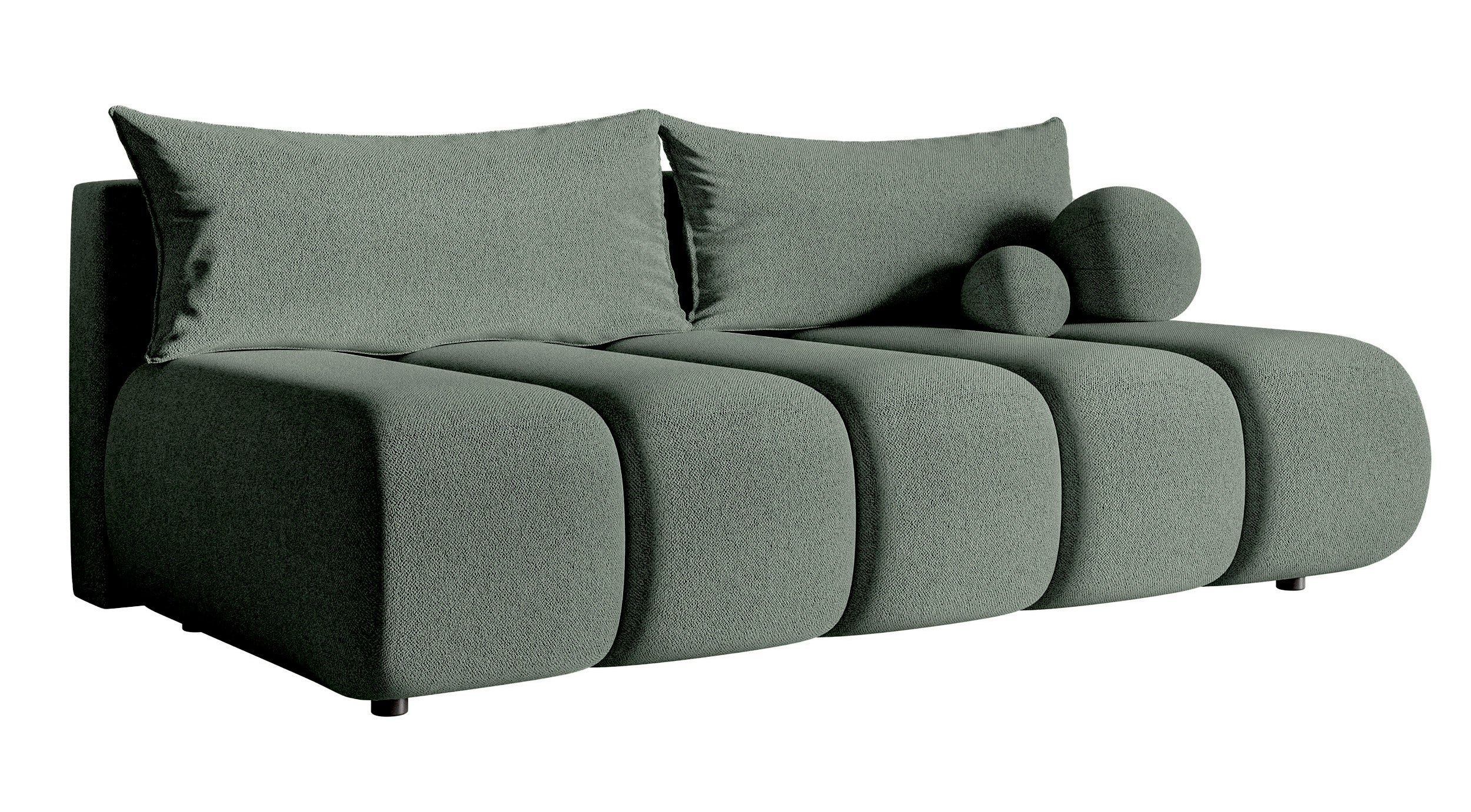 Dreisitziges Sofa Dandelino Mini mit Schlaffunktion in Salbeigrün Chenille