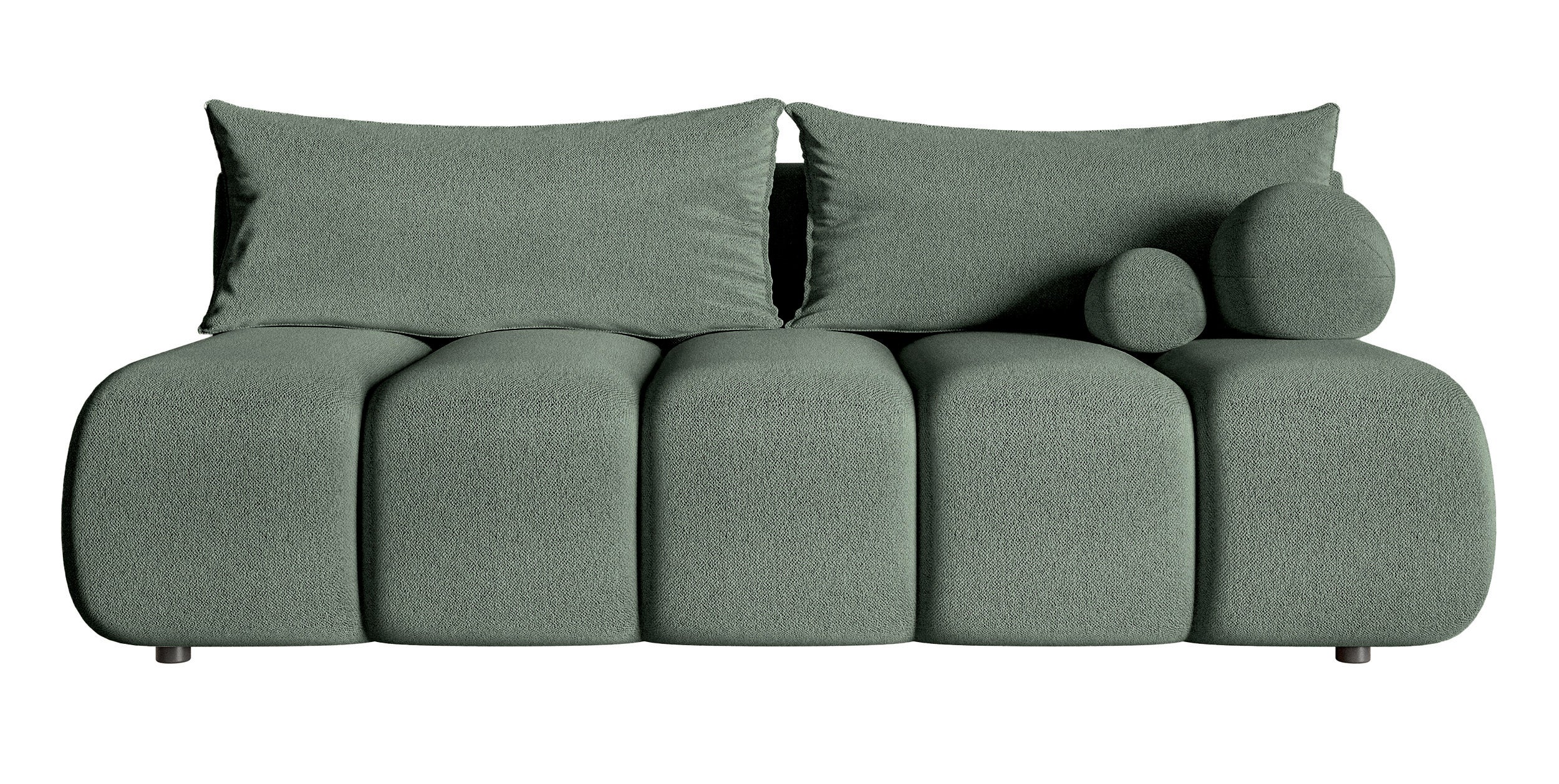 Dreisitziges Sofa Dandelino Mini mit Schlaffunktion in Salbeigrün Chenille