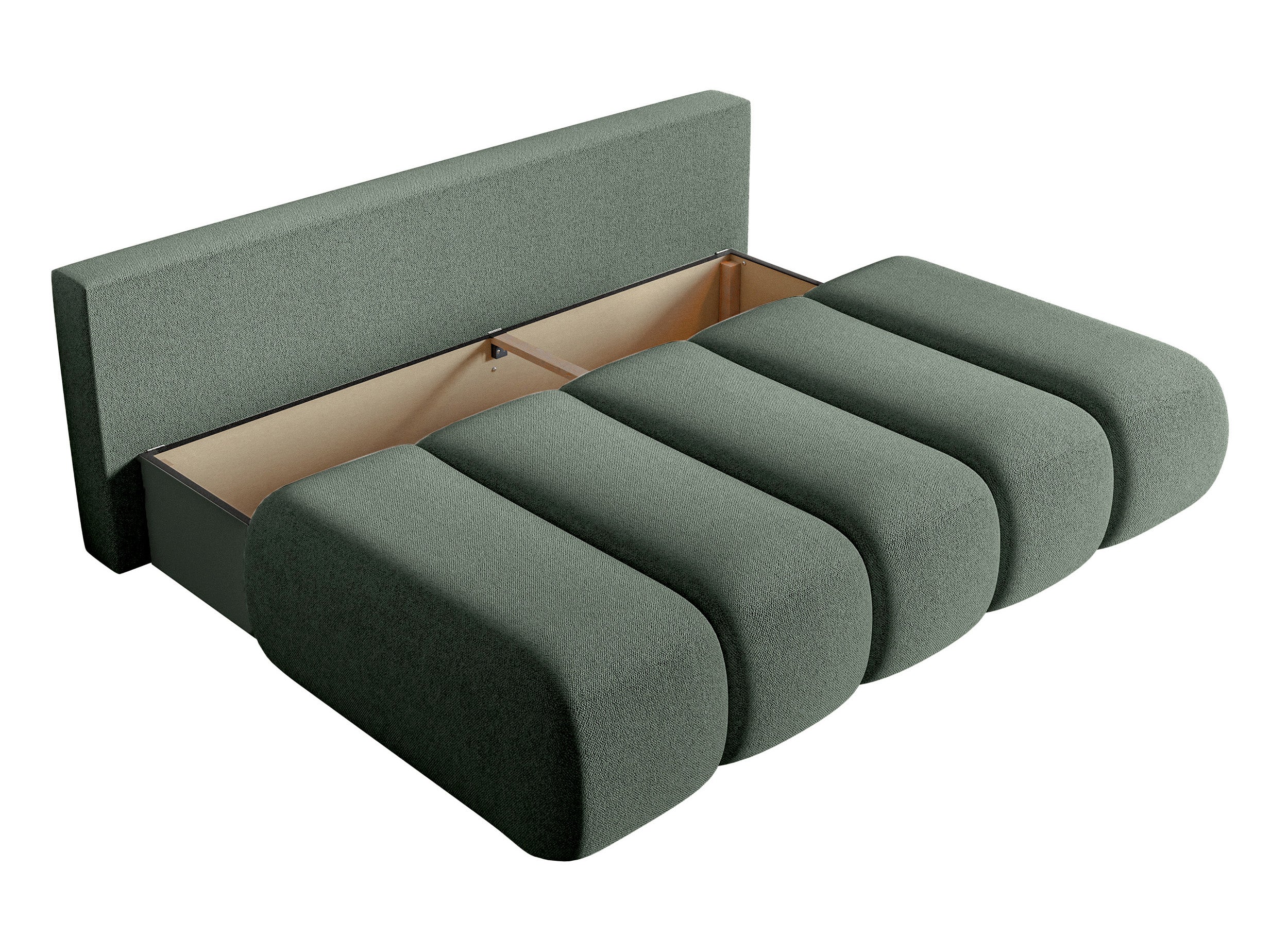 Dreisitziges Sofa Dandelino Mini mit Schlaffunktion in Salbeigrün Chenille