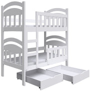 Etagenbett 90x200 cm Dopio mit Schubladen, weiß