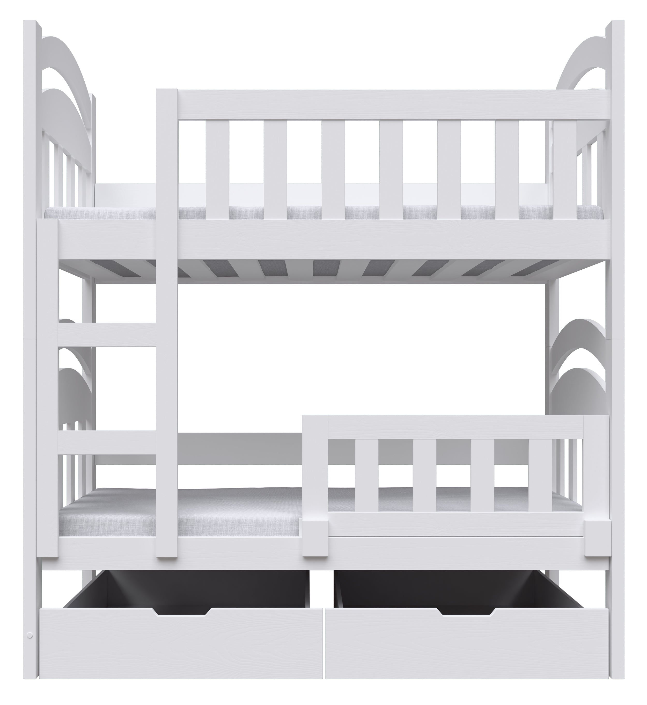 Etagenbett 90x200 cm Dopio mit Schubladen, weiß
