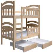 Etagenbett 90x200 cm Dopio mit Schubladen Kiefer
