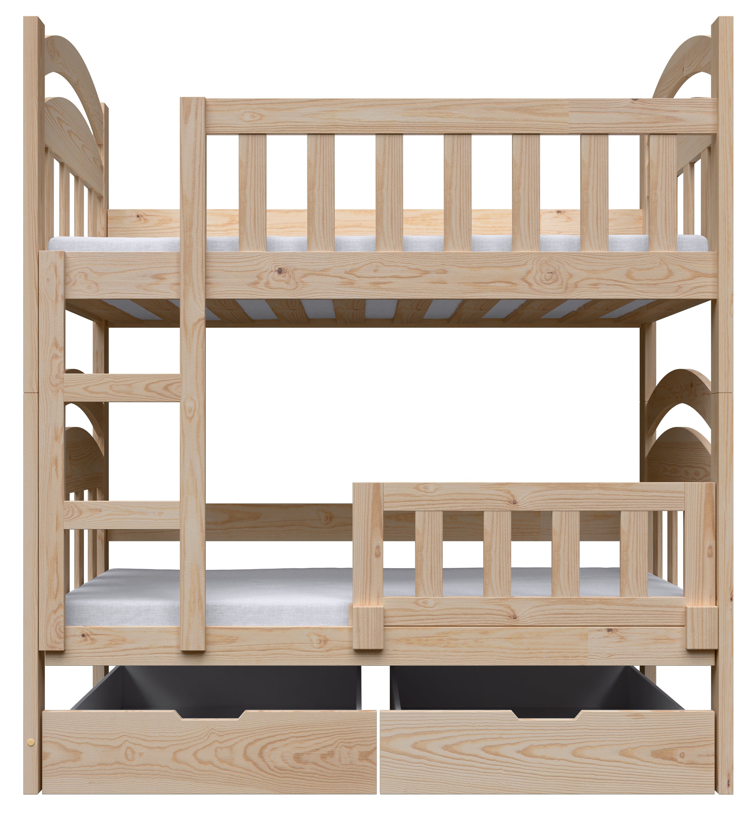 Etagenbett 90x200 cm Dopio mit Schubladen Kiefer