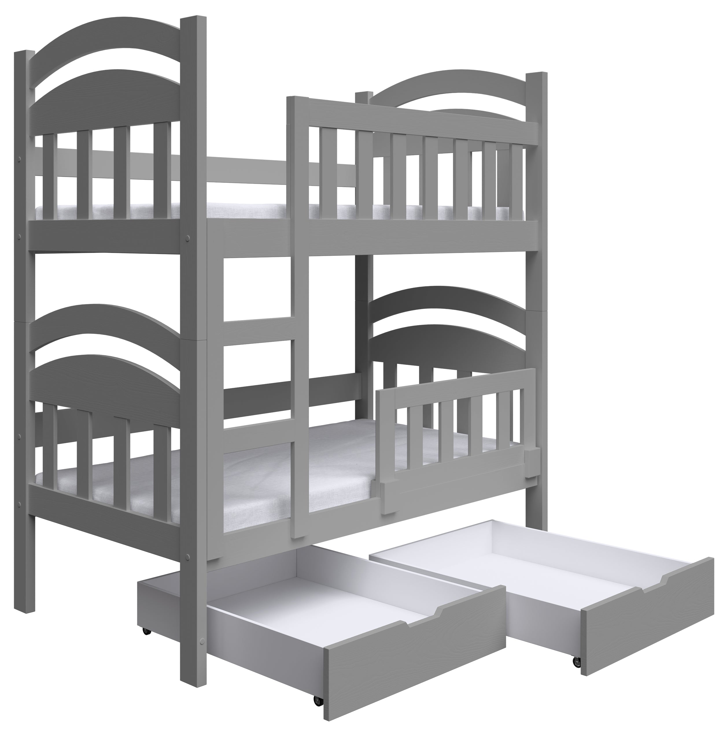 Etagenbett 90x200 cm Dopio mit Schubladen grau